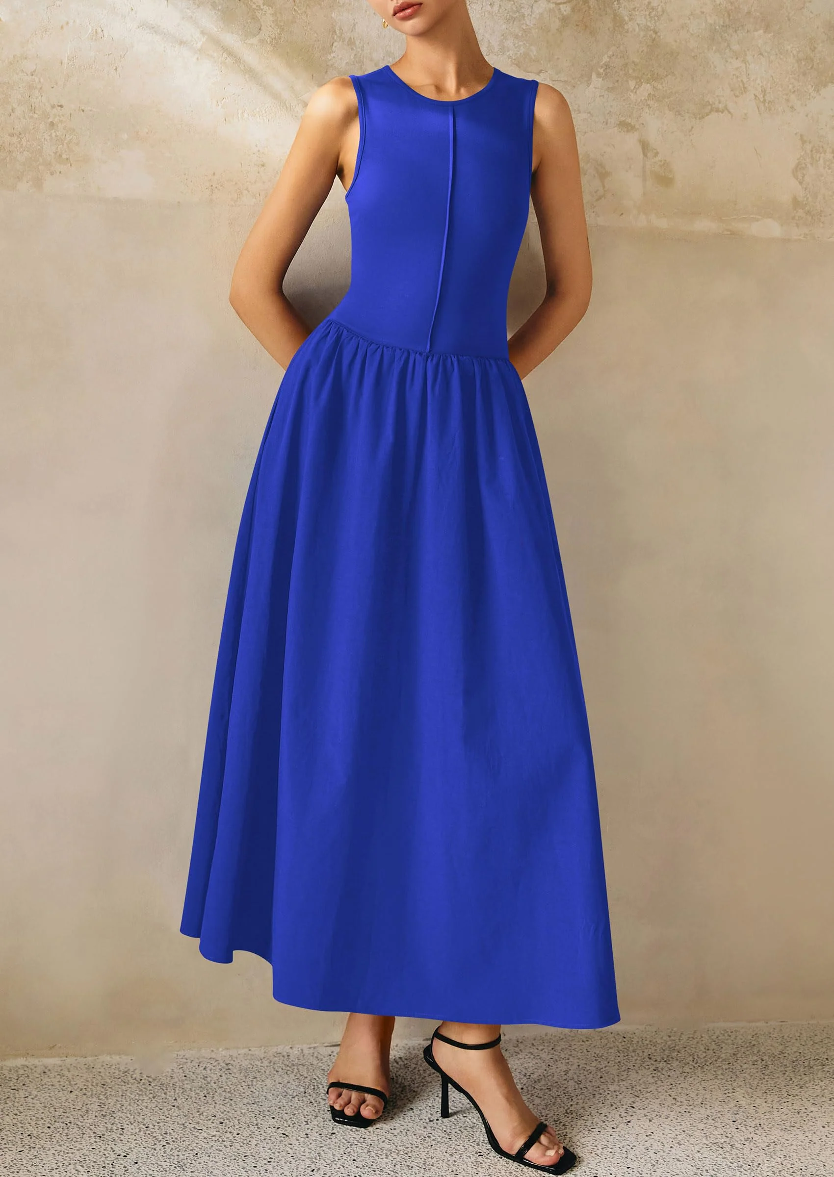 PRETTYGARDEN Women Maxi Dresses Casual Sleeveless Patchwork Knit Tank Dress Flowy Beach Sundress Long Dress - Image 54