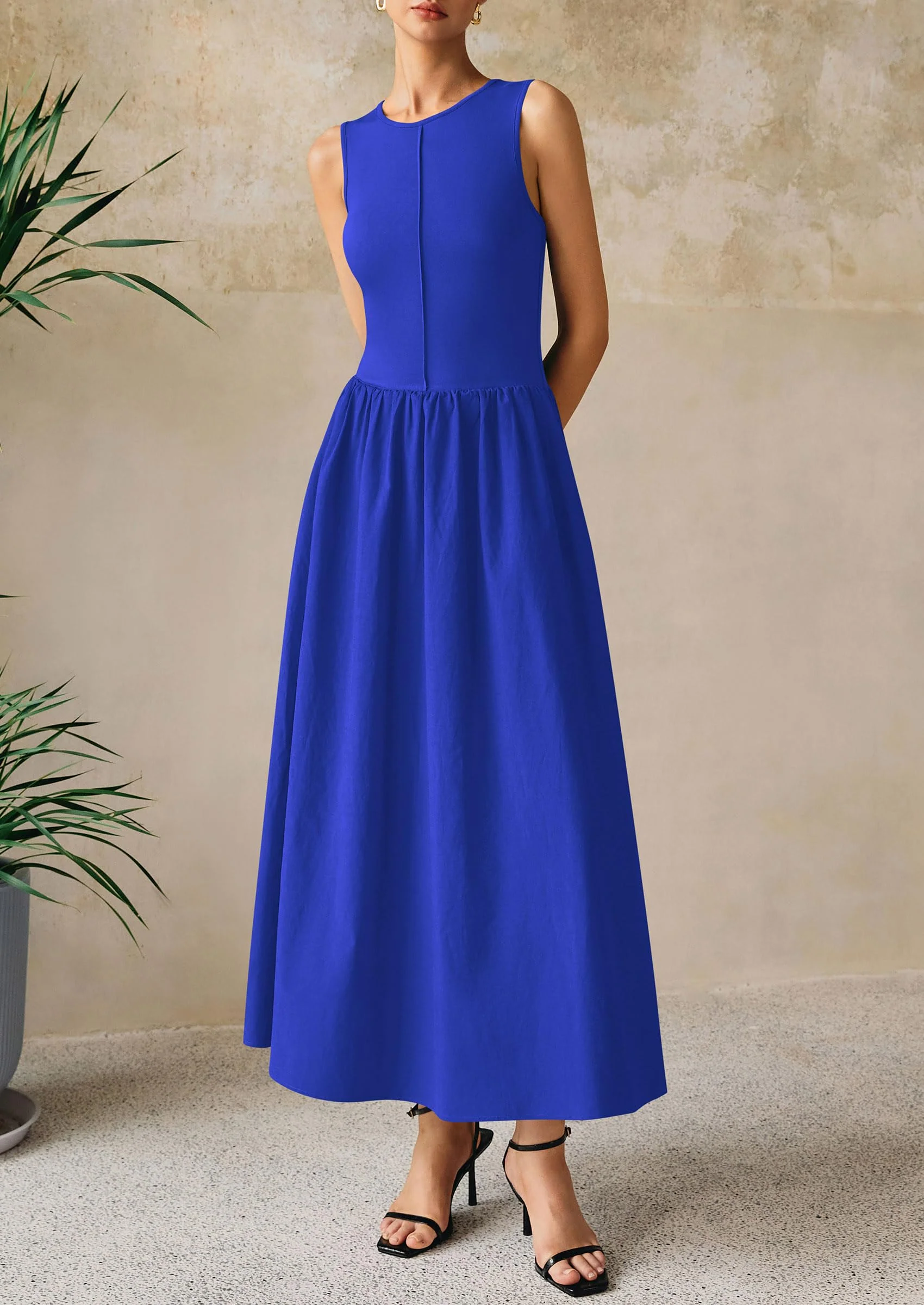 PRETTYGARDEN Women Maxi Dresses Casual Sleeveless Patchwork Knit Tank Dress Flowy Beach Sundress Long Dress - Image 55