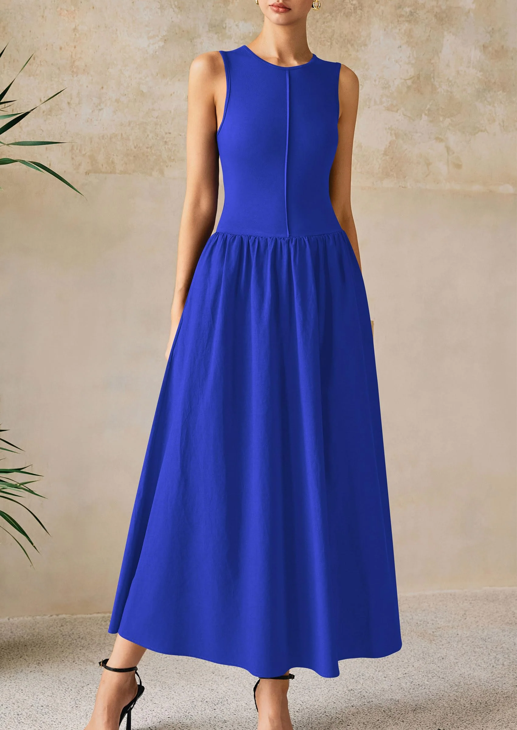 PRETTYGARDEN Women Maxi Dresses Casual Sleeveless Patchwork Knit Tank Dress Flowy Beach Sundress Long Dress - Image 56