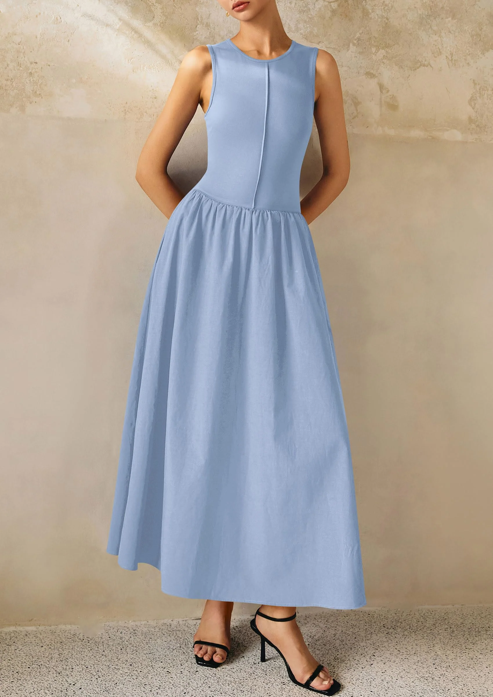 PRETTYGARDEN Women Maxi Dresses Casual Sleeveless Patchwork Knit Tank Dress Flowy Beach Sundress Long Dress - Image 6