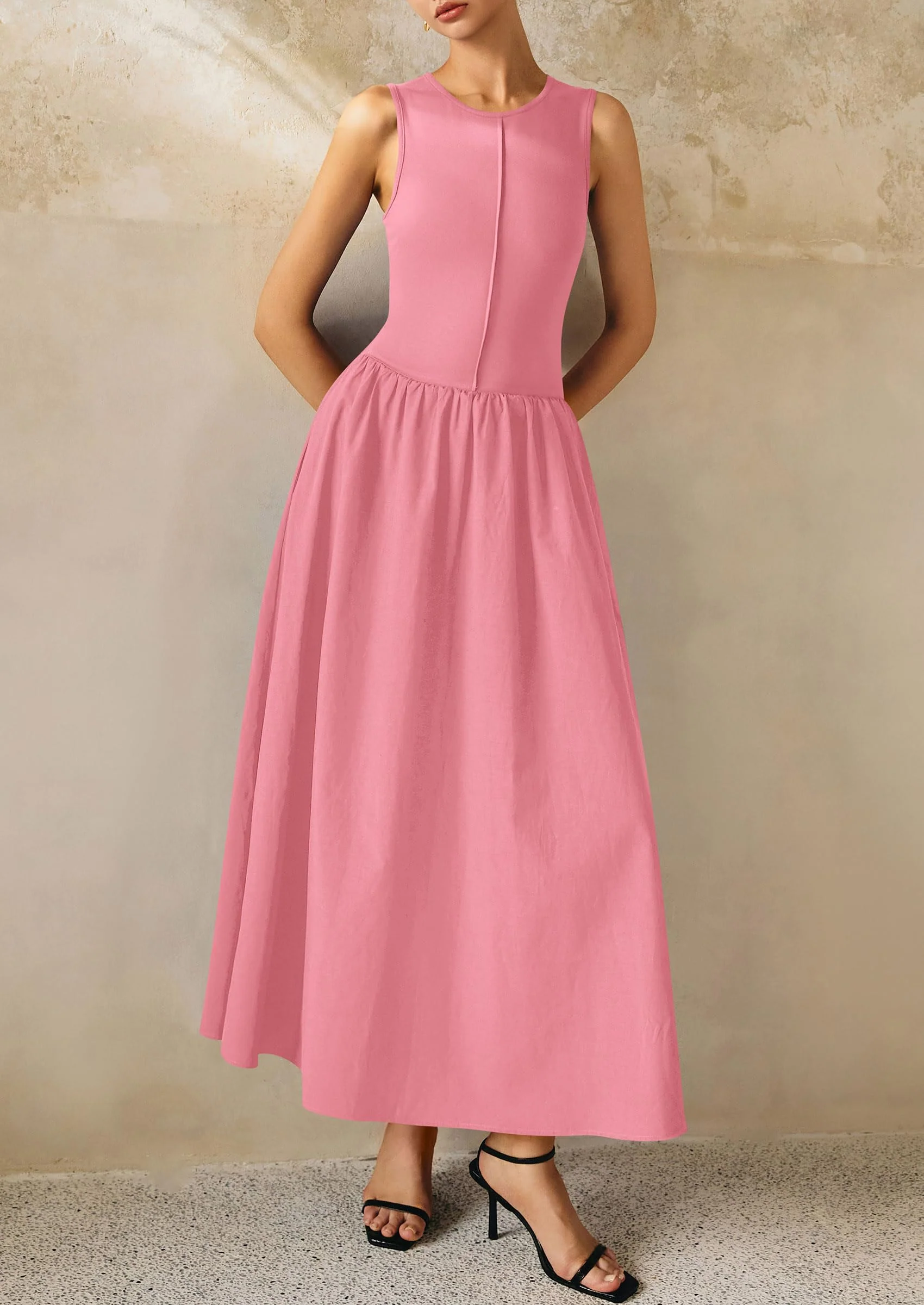 PRETTYGARDEN Women Maxi Dresses Casual Sleeveless Patchwork Knit Tank Dress Flowy Beach Sundress Long Dress - Image 61