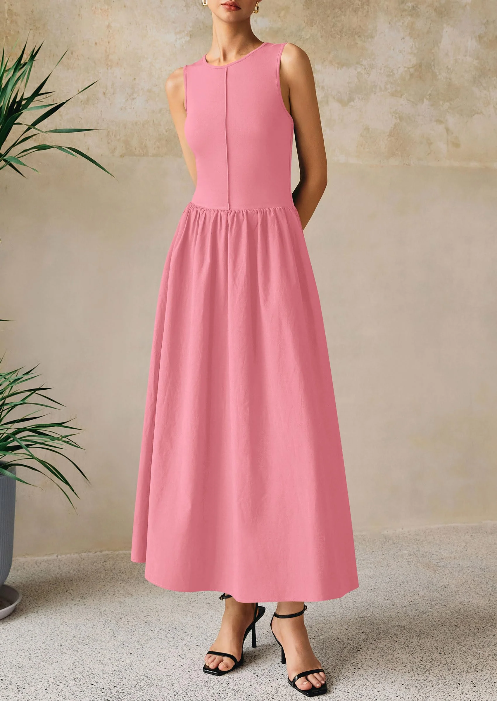 PRETTYGARDEN Women Maxi Dresses Casual Sleeveless Patchwork Knit Tank Dress Flowy Beach Sundress Long Dress - Image 62