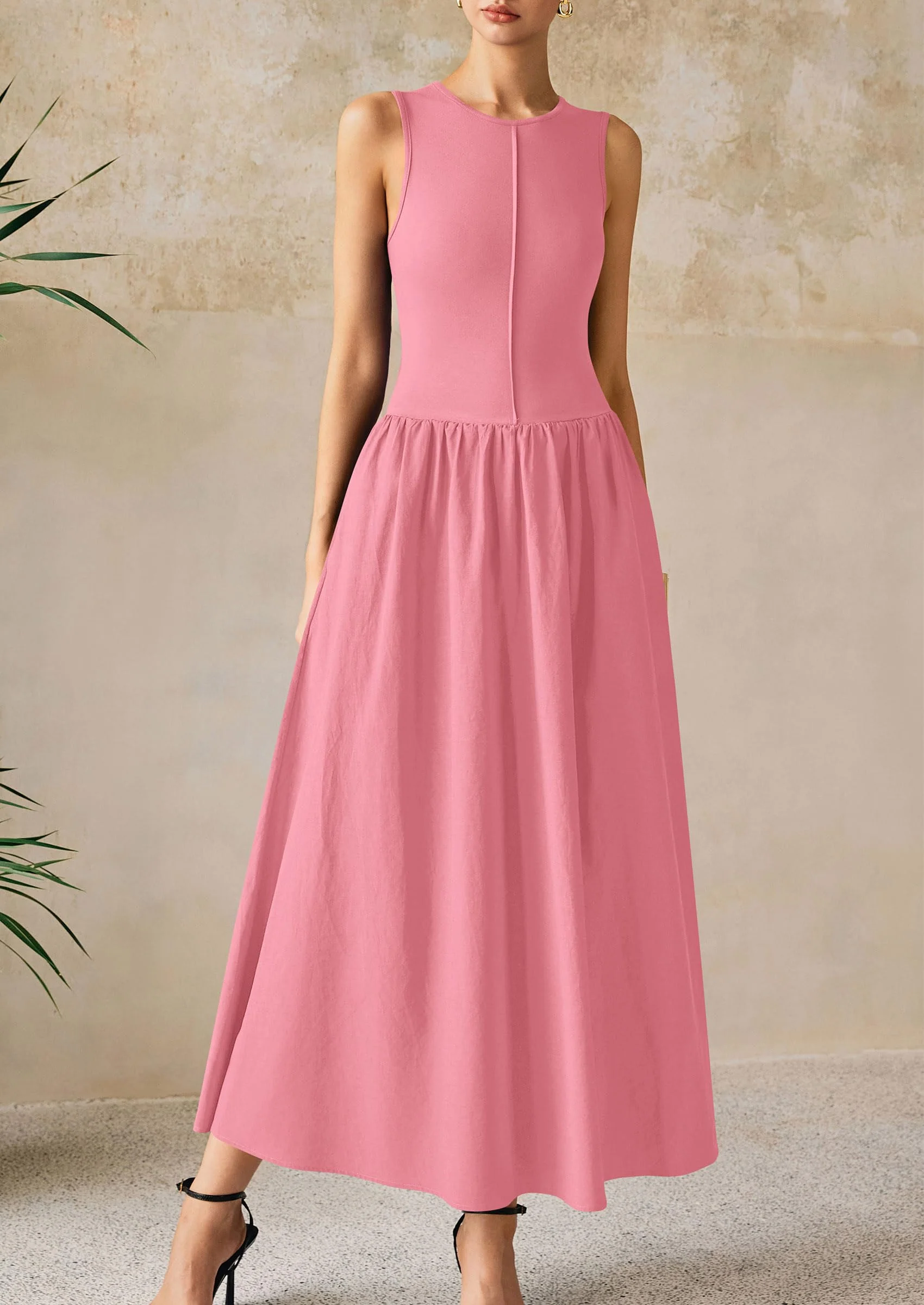 PRETTYGARDEN Women Maxi Dresses Casual Sleeveless Patchwork Knit Tank Dress Flowy Beach Sundress Long Dress - Image 63