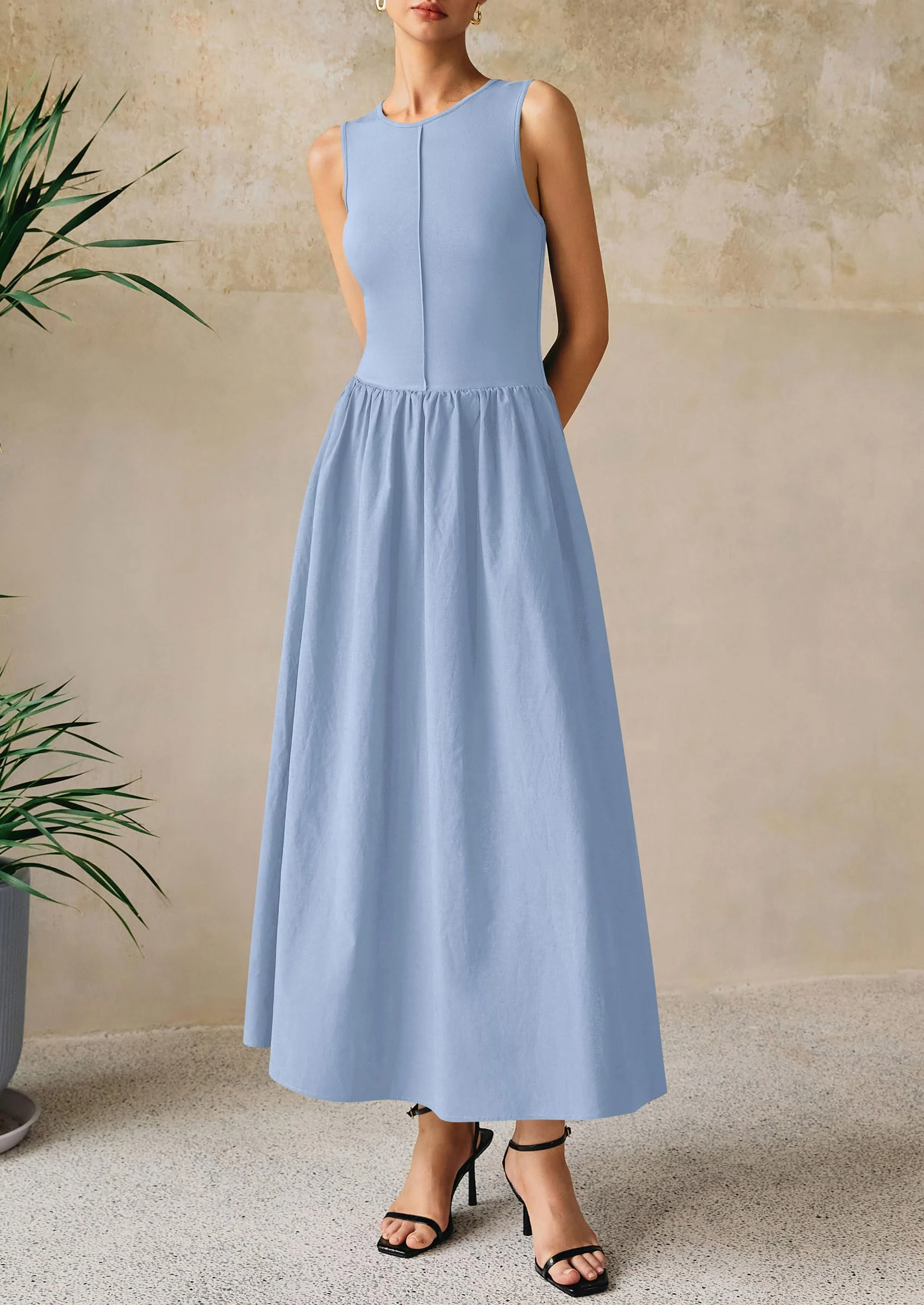 PRETTYGARDEN Women Maxi Dresses Casual Sleeveless Patchwork Knit Tank Dress Flowy Beach Sundress Long Dress - Image 7