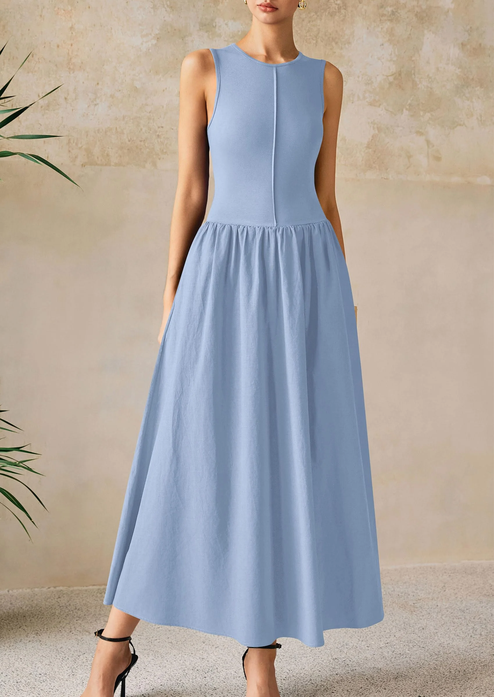 PRETTYGARDEN Women Maxi Dresses Casual Sleeveless Patchwork Knit Tank Dress Flowy Beach Sundress Long Dress - Image 8