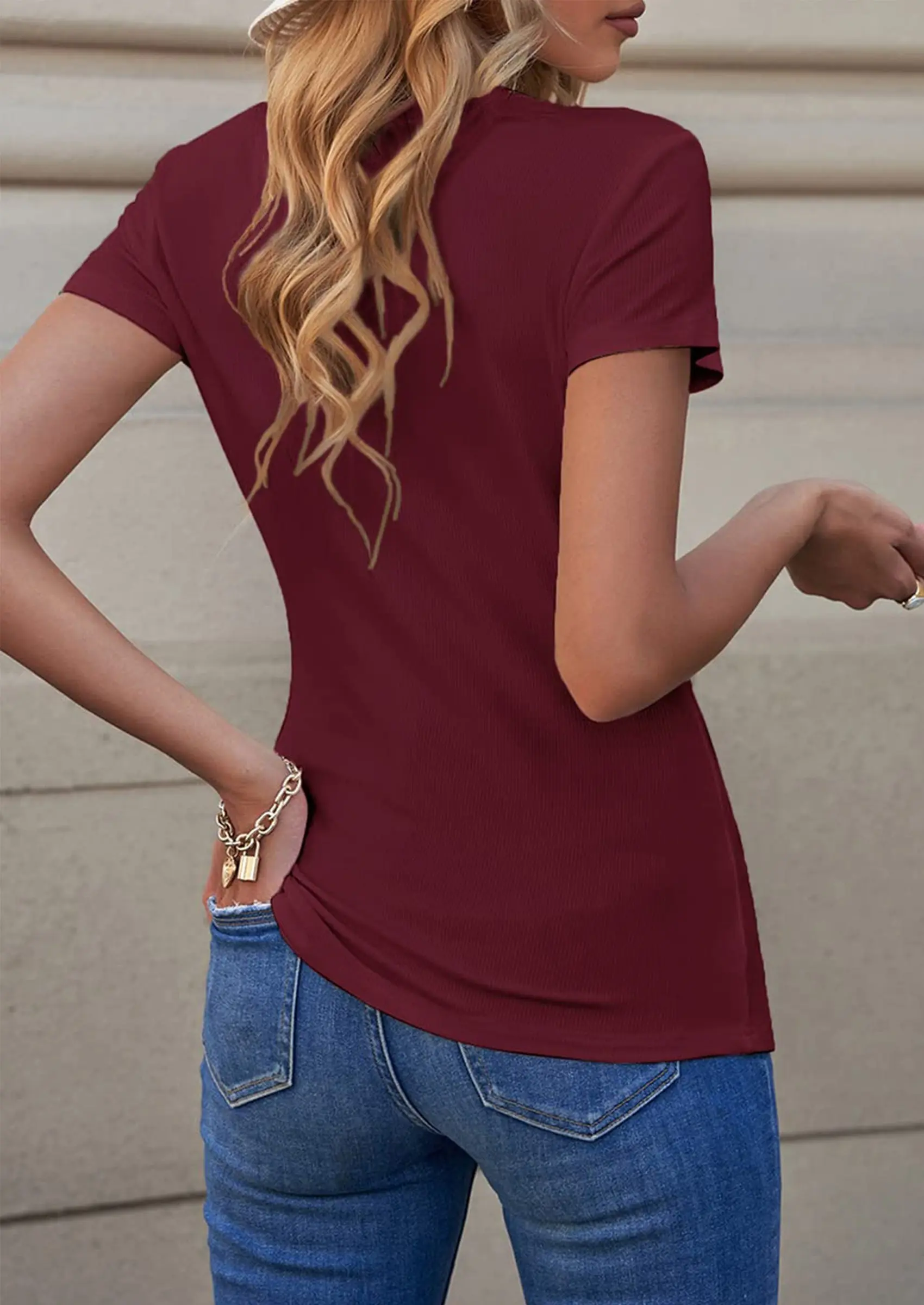 PRETTYGARDEN Women's Summer Casual Henley T-Shirts Short Sleeve V Neck Button Up Ribbed Knit Slim Fit Basic Tops - Image 22