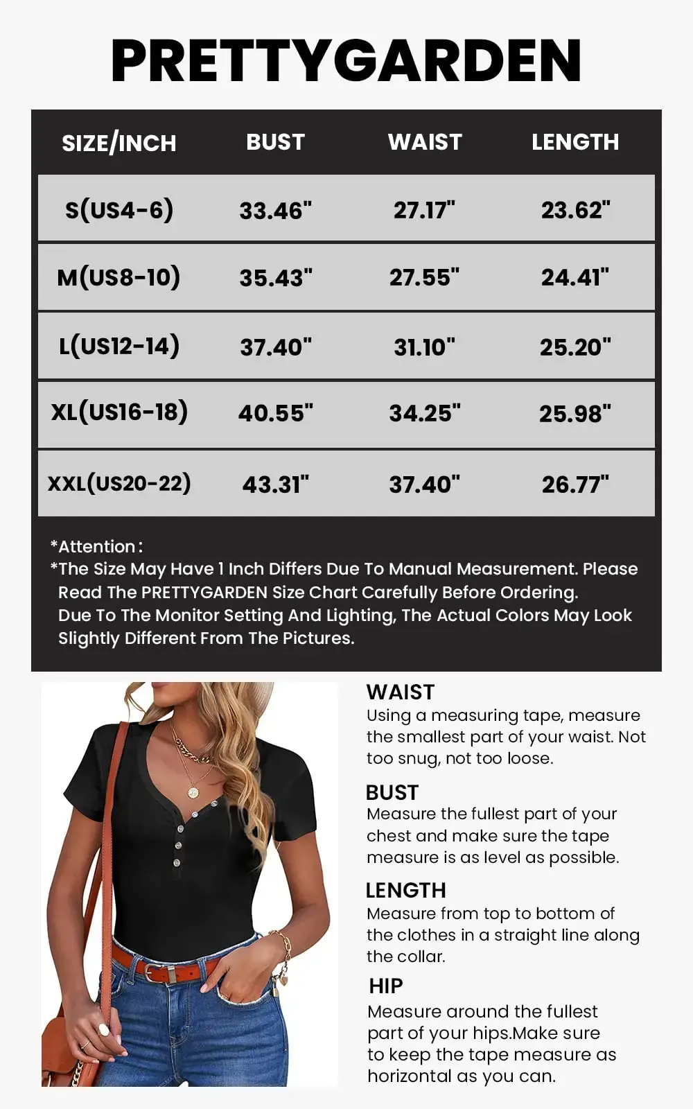 PRETTYGARDEN Women's Summer Casual Henley T-Shirts Short Sleeve V Neck Button Up Ribbed Knit Slim Fit Basic Tops - Image 5