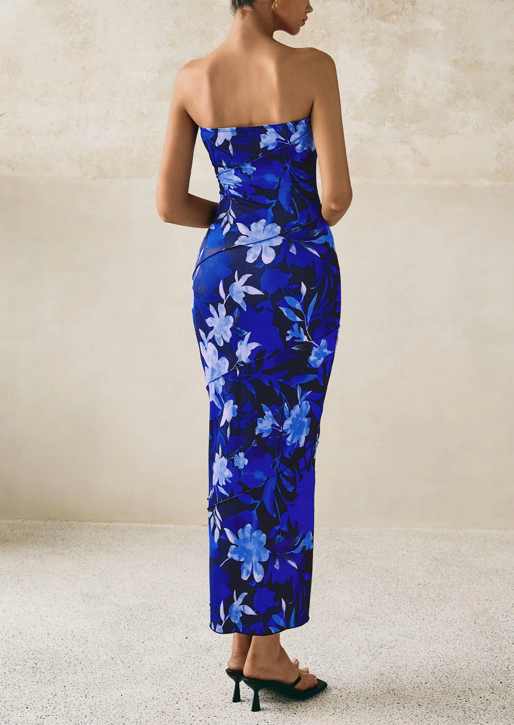 PRETTYGARDEN Women's Floral Bodycon Maxi Dresses Ribbed Strapless Tube Casual Boho Party Long Dress - Image 13