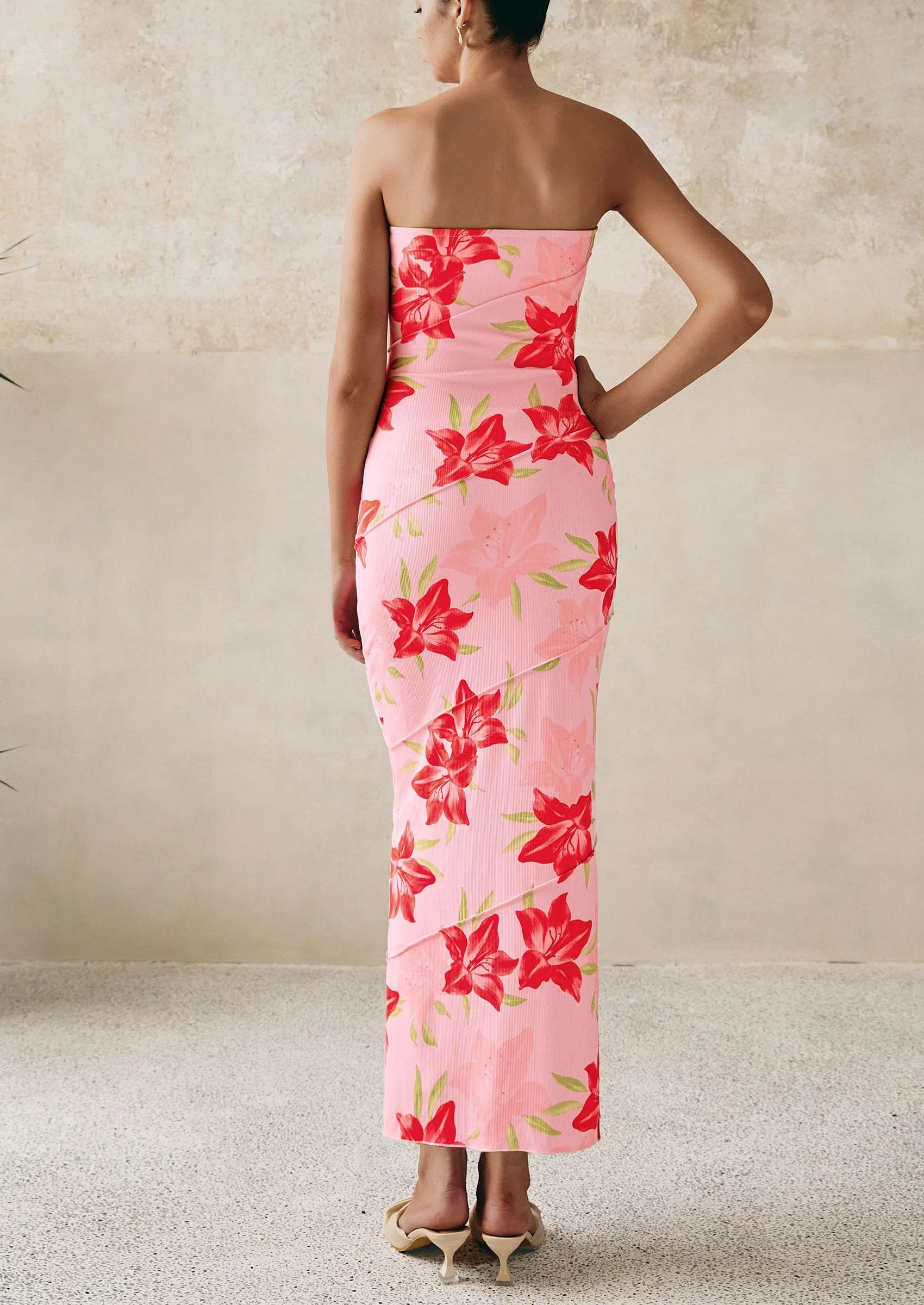 PRETTYGARDEN Women's Floral Bodycon Maxi Dresses Ribbed Strapless Tube Casual Boho Party Long Dress - Image 22