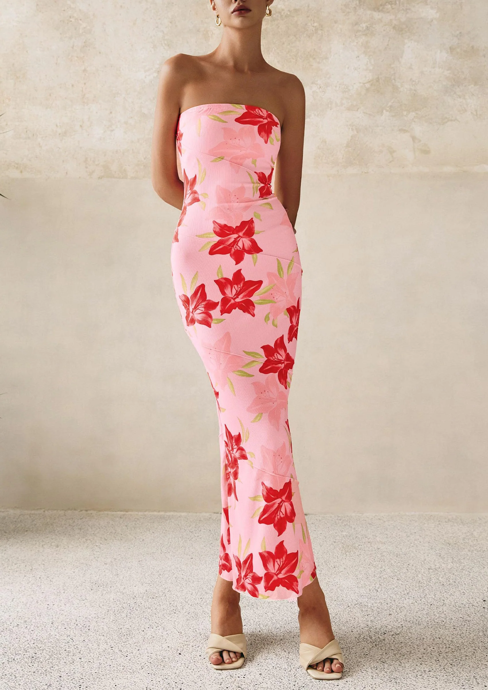 PRETTYGARDEN Women's Floral Bodycon Maxi Dresses Ribbed Strapless Tube Casual Boho Party Long Dress - Image 23