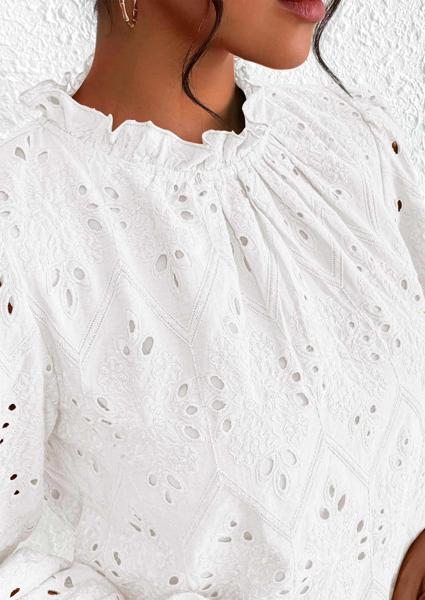 PRETTYGARDEN Womens Tops Dressy Casual Spring Long Sleeve Shirts Embroidered Eyelet Blouses Going Out Outfits - Image 23