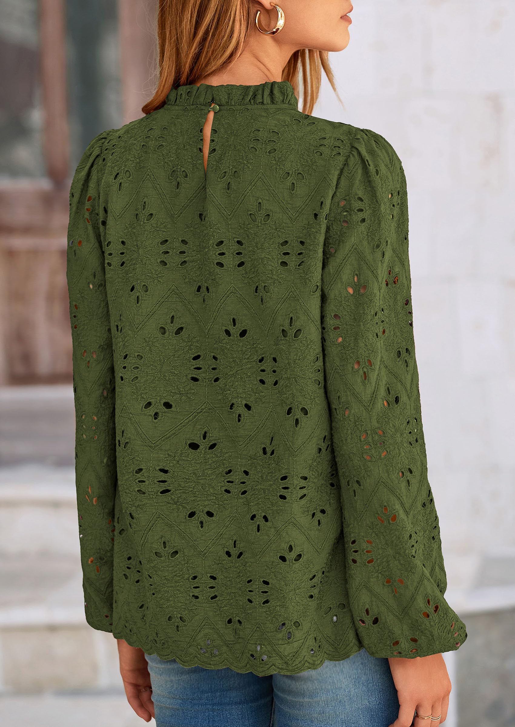 PRETTYGARDEN Womens Tops Dressy Casual Spring Long Sleeve Shirts Embroidered Eyelet Blouses Going Out Outfits - Image 25