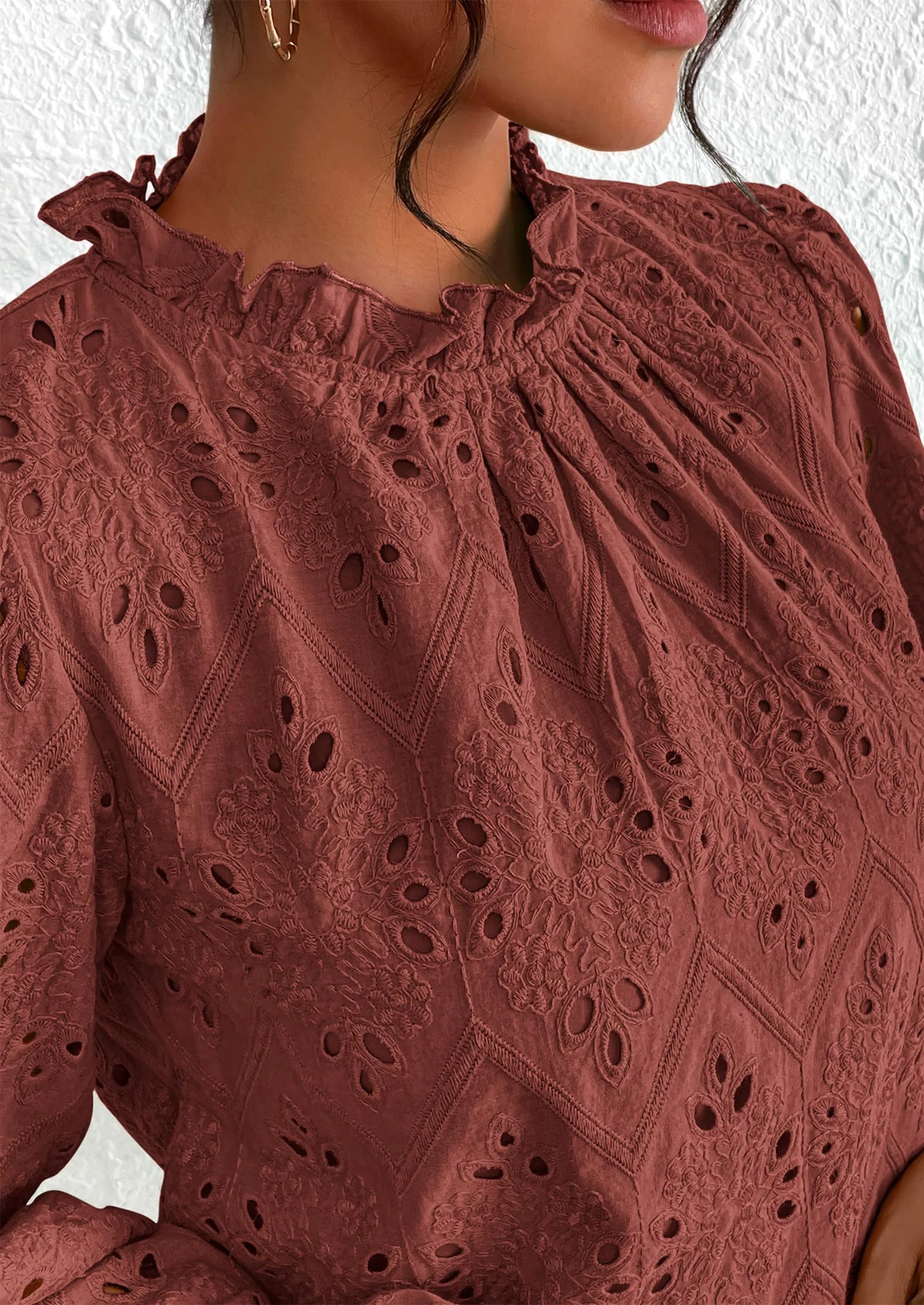 PRETTYGARDEN Womens Tops Dressy Casual Spring Long Sleeve Shirts Embroidered Eyelet Blouses Going Out Outfits - Image 58