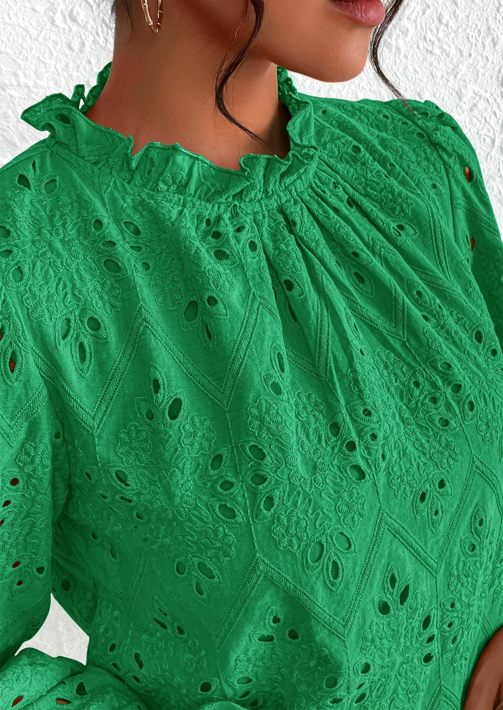 PRETTYGARDEN Womens Tops Dressy Casual Spring Long Sleeve Shirts Embroidered Eyelet Blouses Going Out Outfits - Image 66