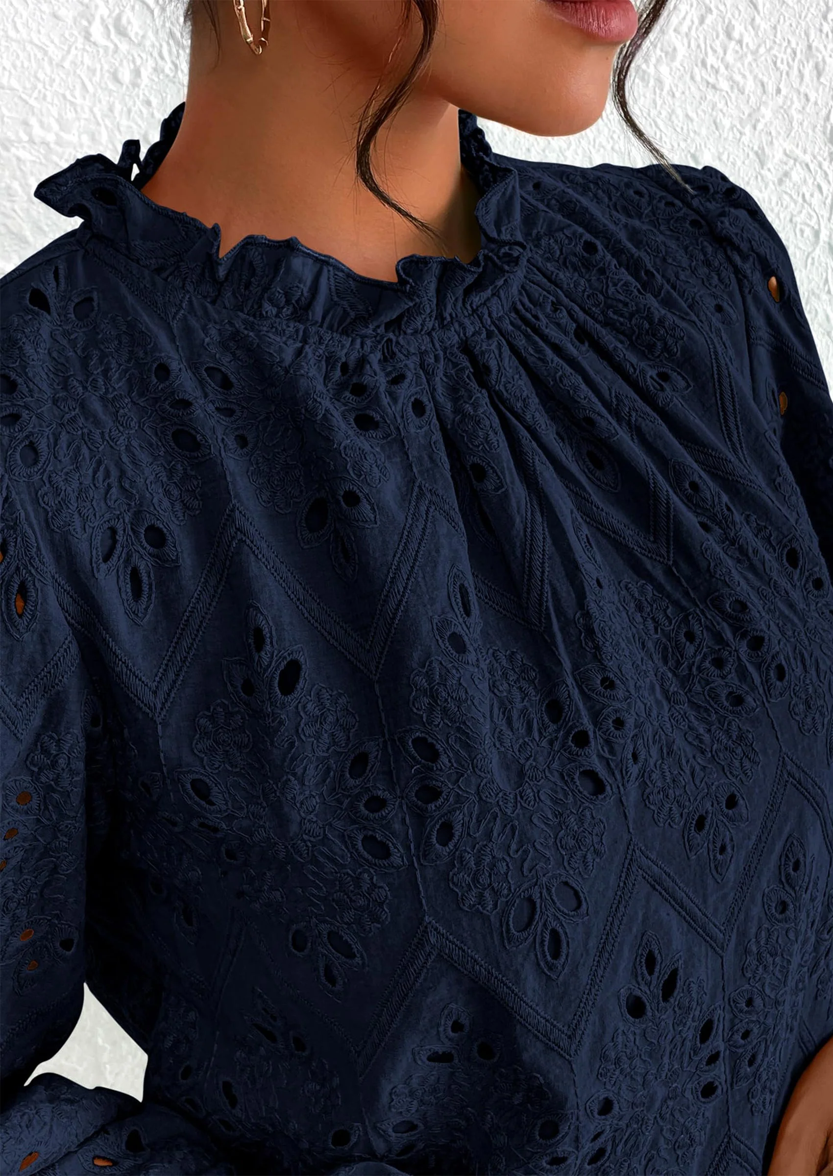 PRETTYGARDEN Womens Tops Dressy Casual Spring Long Sleeve Shirts Embroidered Eyelet Blouses Going Out Outfits - Image 72