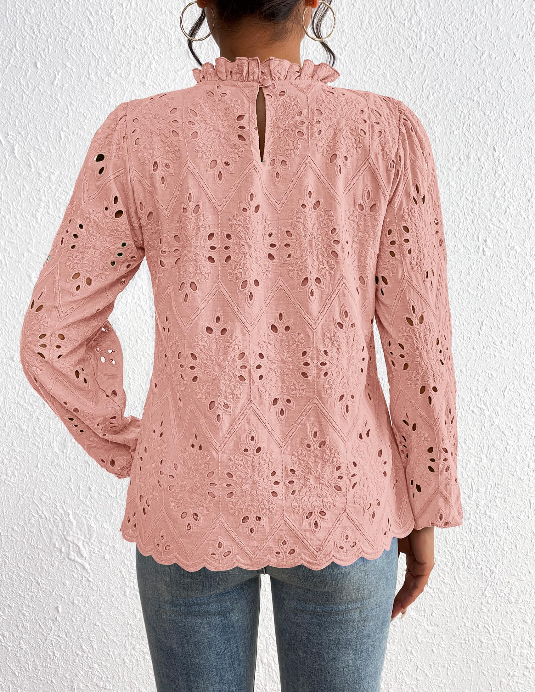PRETTYGARDEN Womens Tops Dressy Casual Spring Long Sleeve Shirts Embroidered Eyelet Blouses Going Out Outfits - Image 76