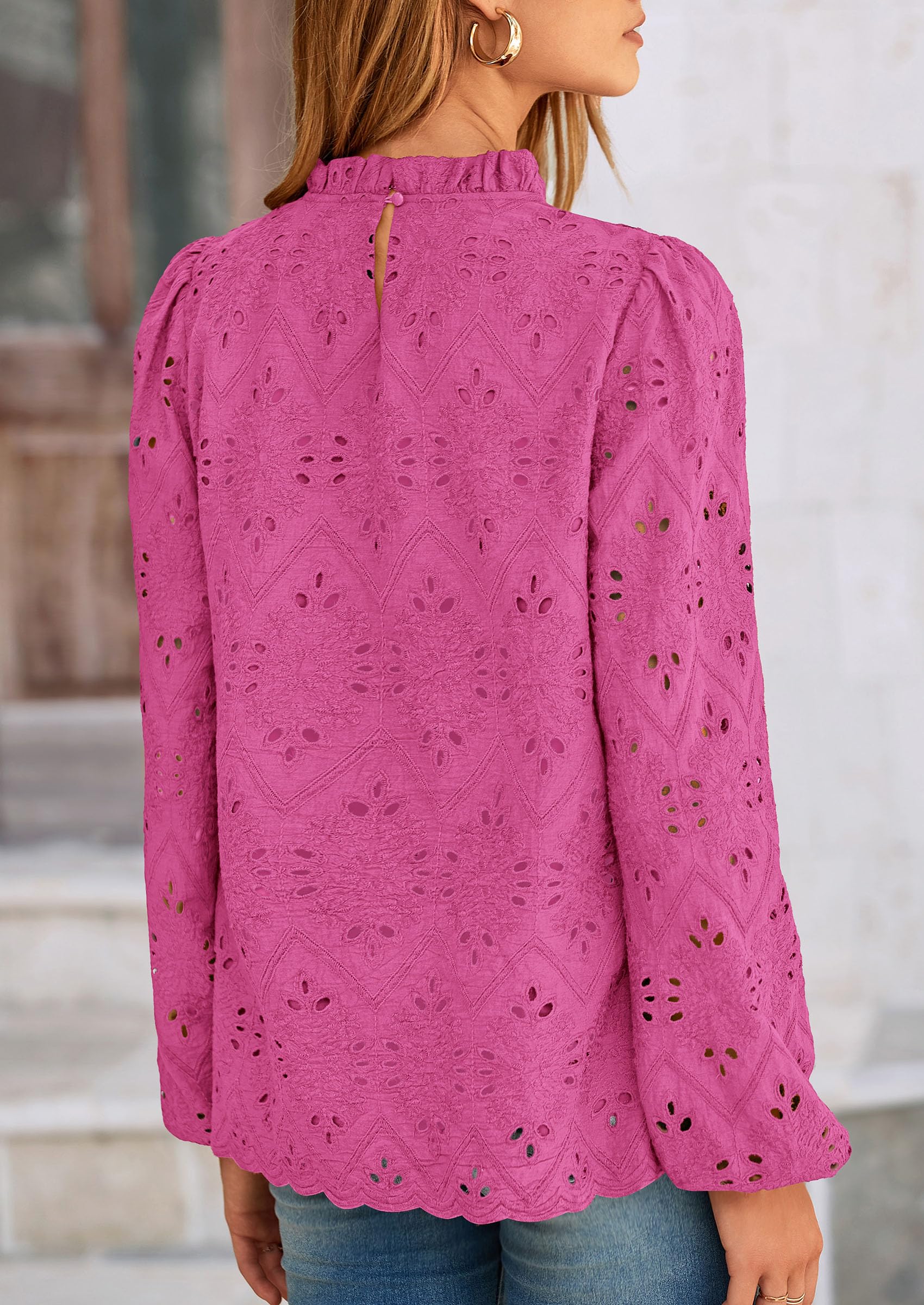 PRETTYGARDEN Womens Tops Dressy Casual Spring Long Sleeve Shirts Embroidered Eyelet Blouses Going Out Outfits - Image 81