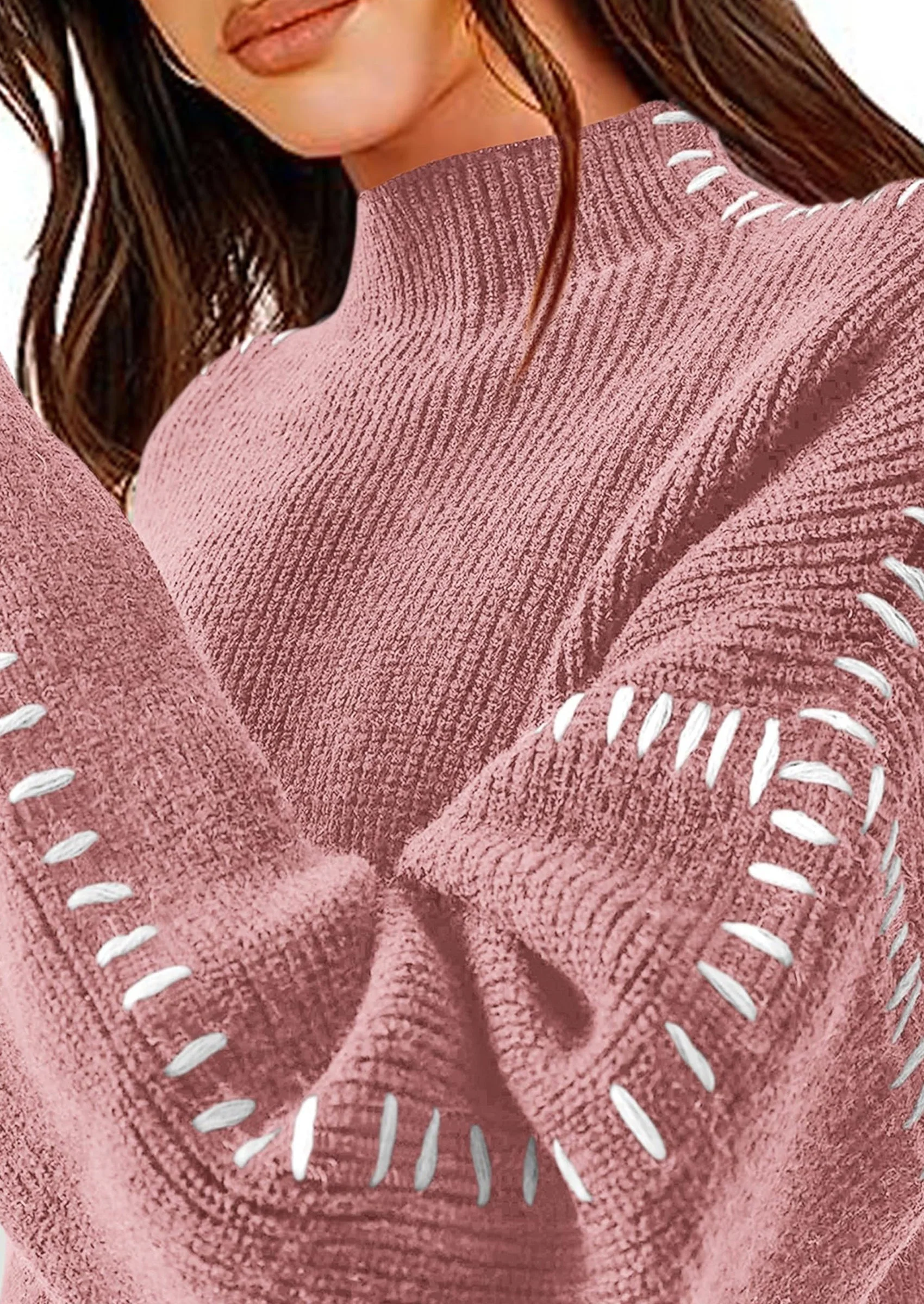 PRETTYGARDEN Women's Chunky Knit Sweaters Fall Long Sleeve Mock Neck Oversized Pullover Tops Winter Fashion Clothes - Image 12