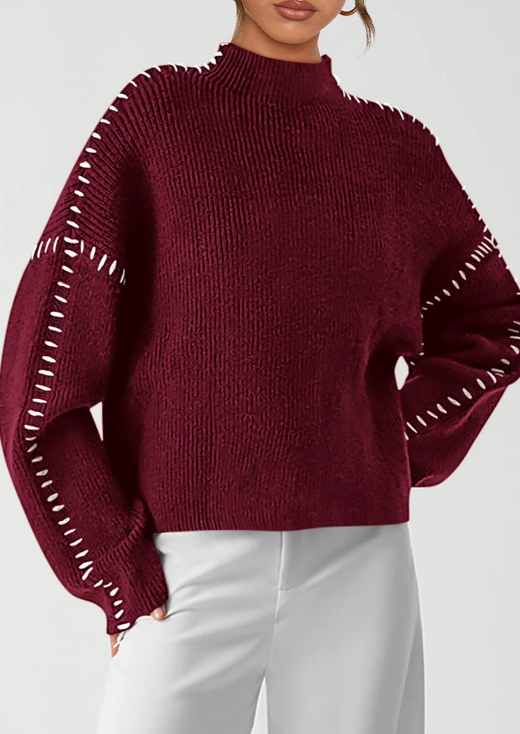 PRETTYGARDEN Women's Chunky Knit Sweaters Fall Long Sleeve Mock Neck Oversized Pullover Tops Winter Fashion Clothes - Image 16