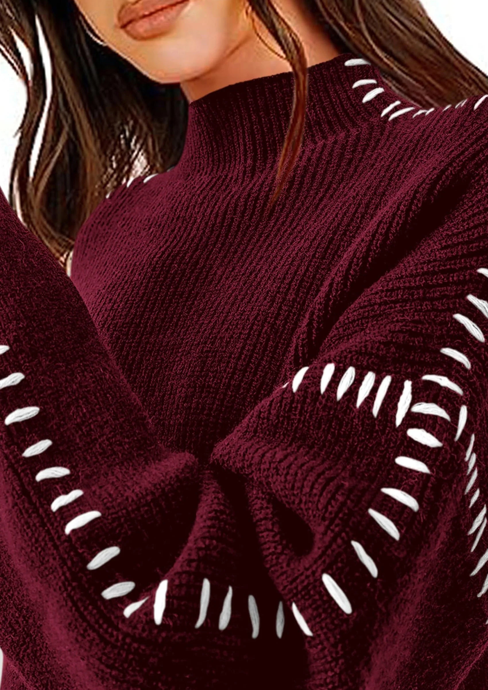 PRETTYGARDEN Women's Chunky Knit Sweaters Fall Long Sleeve Mock Neck Oversized Pullover Tops Winter Fashion Clothes - Image 17