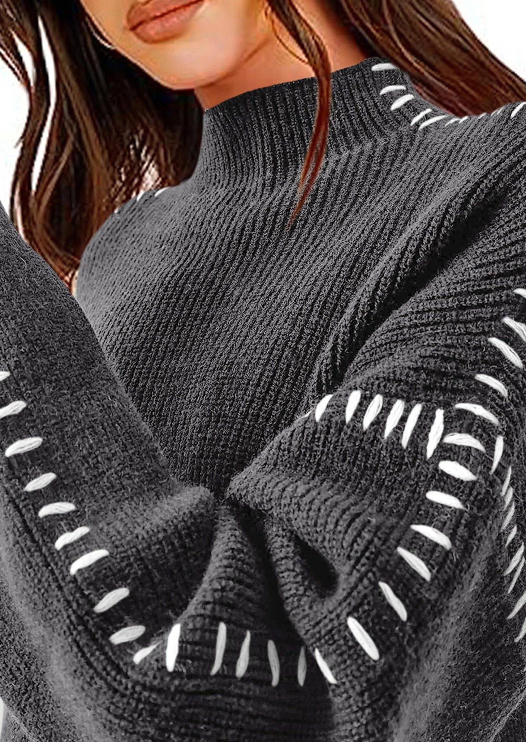 PRETTYGARDEN Women's Chunky Knit Sweaters Fall Long Sleeve Mock Neck Oversized Pullover Tops Winter Fashion Clothes - Image 30