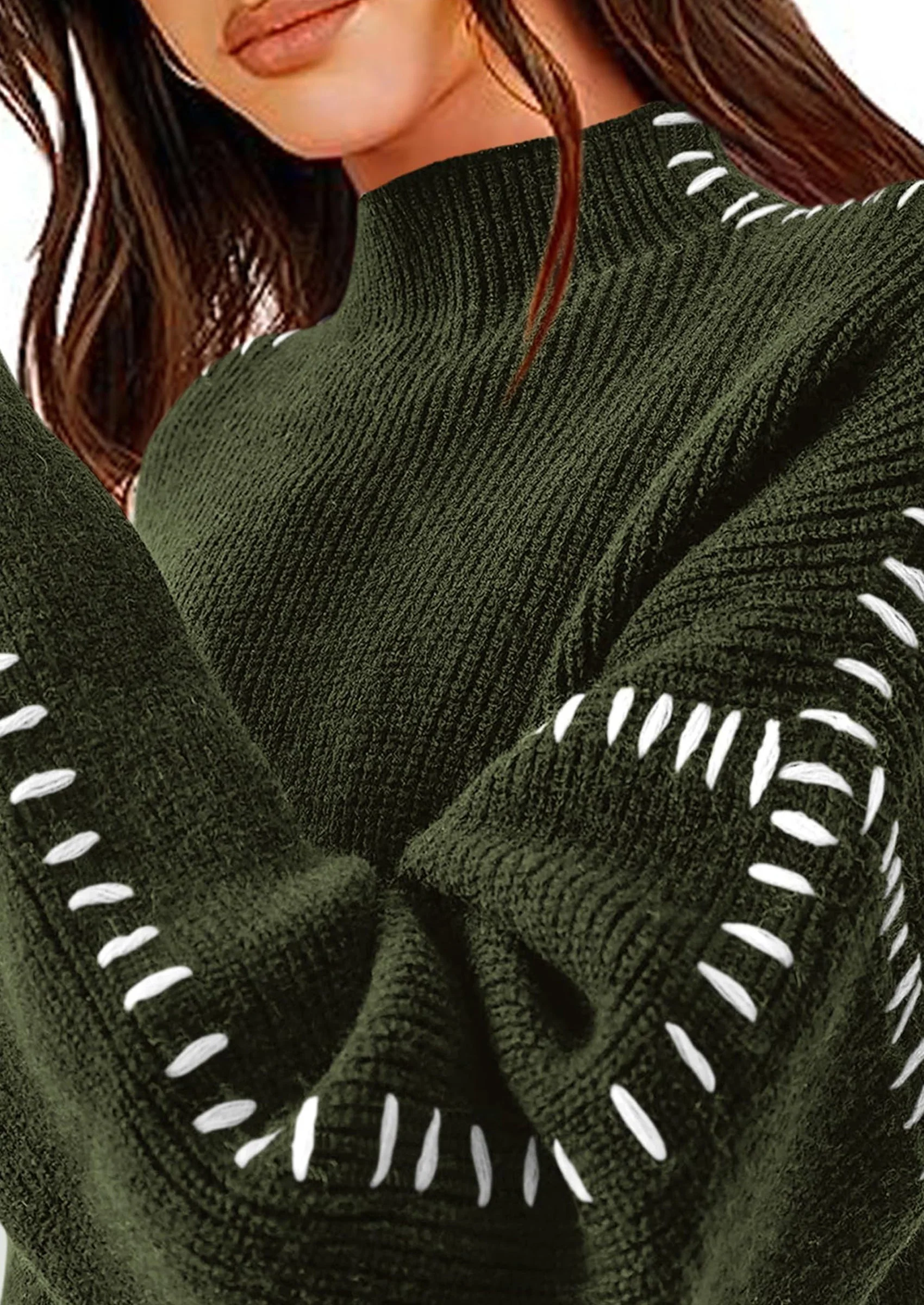 PRETTYGARDEN Women's Chunky Knit Sweaters Fall Long Sleeve Mock Neck Oversized Pullover Tops Winter Fashion Clothes - Image 36