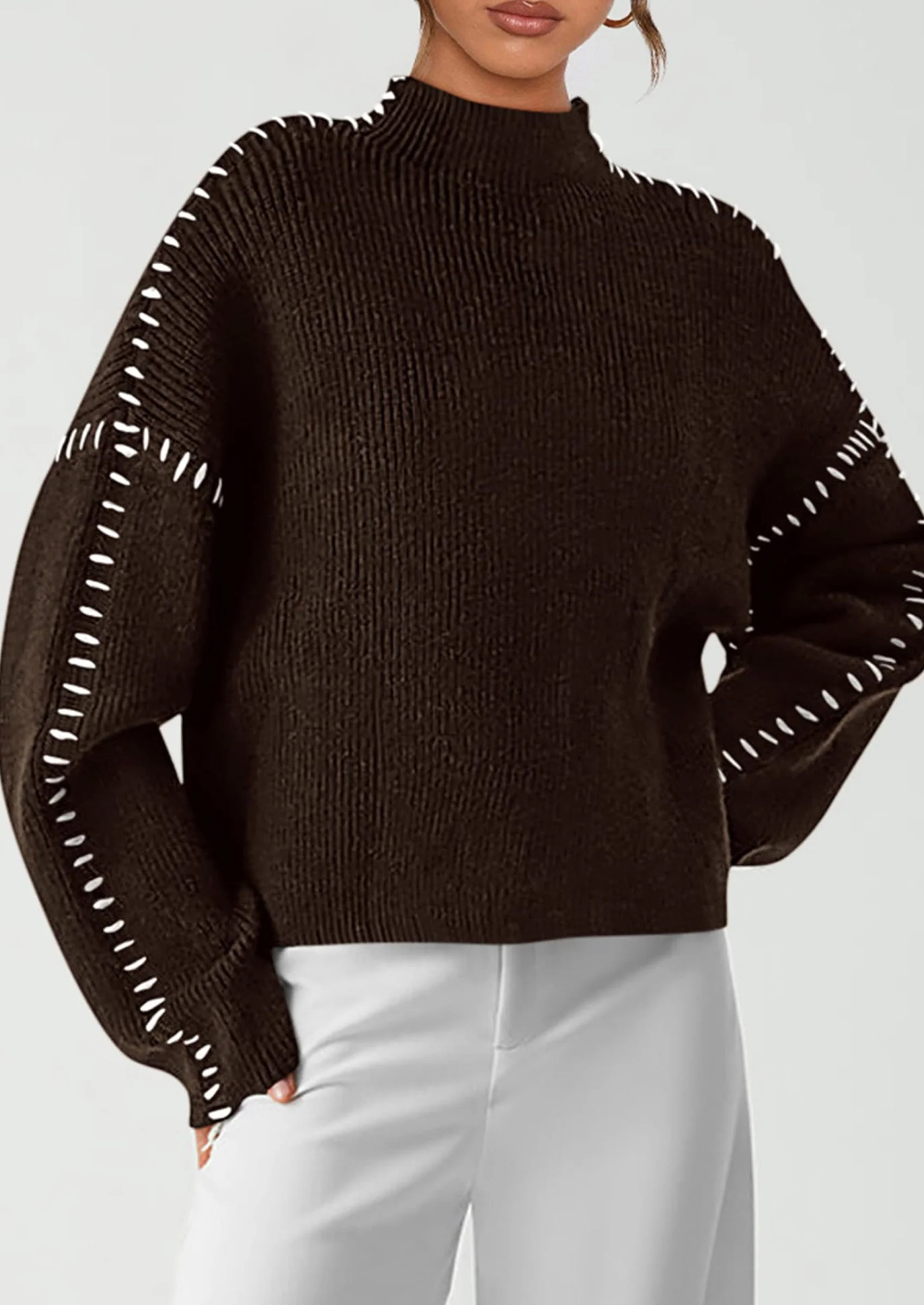 PRETTYGARDEN Women's Chunky Knit Sweaters Fall Long Sleeve Mock Neck Oversized Pullover Tops Winter Fashion Clothes - Image 47