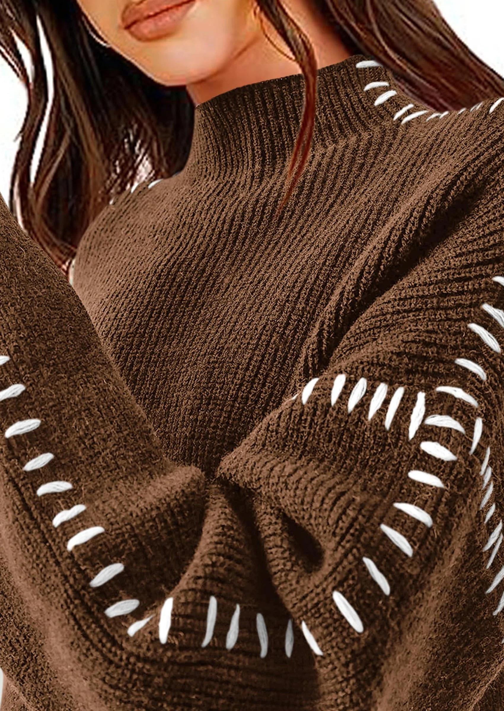 PRETTYGARDEN Women's Chunky Knit Sweaters Fall Long Sleeve Mock Neck Oversized Pullover Tops Winter Fashion Clothes - Image 5