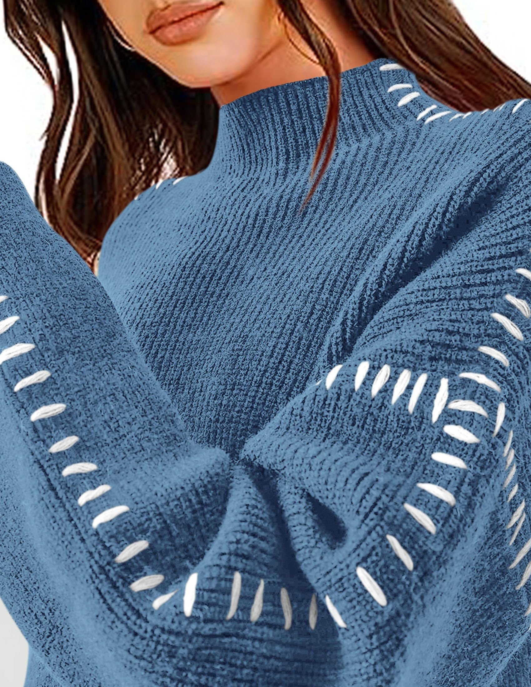 PRETTYGARDEN Women's Chunky Knit Sweaters Fall Long Sleeve Mock Neck Oversized Pullover Tops Winter Fashion Clothes - Image 55