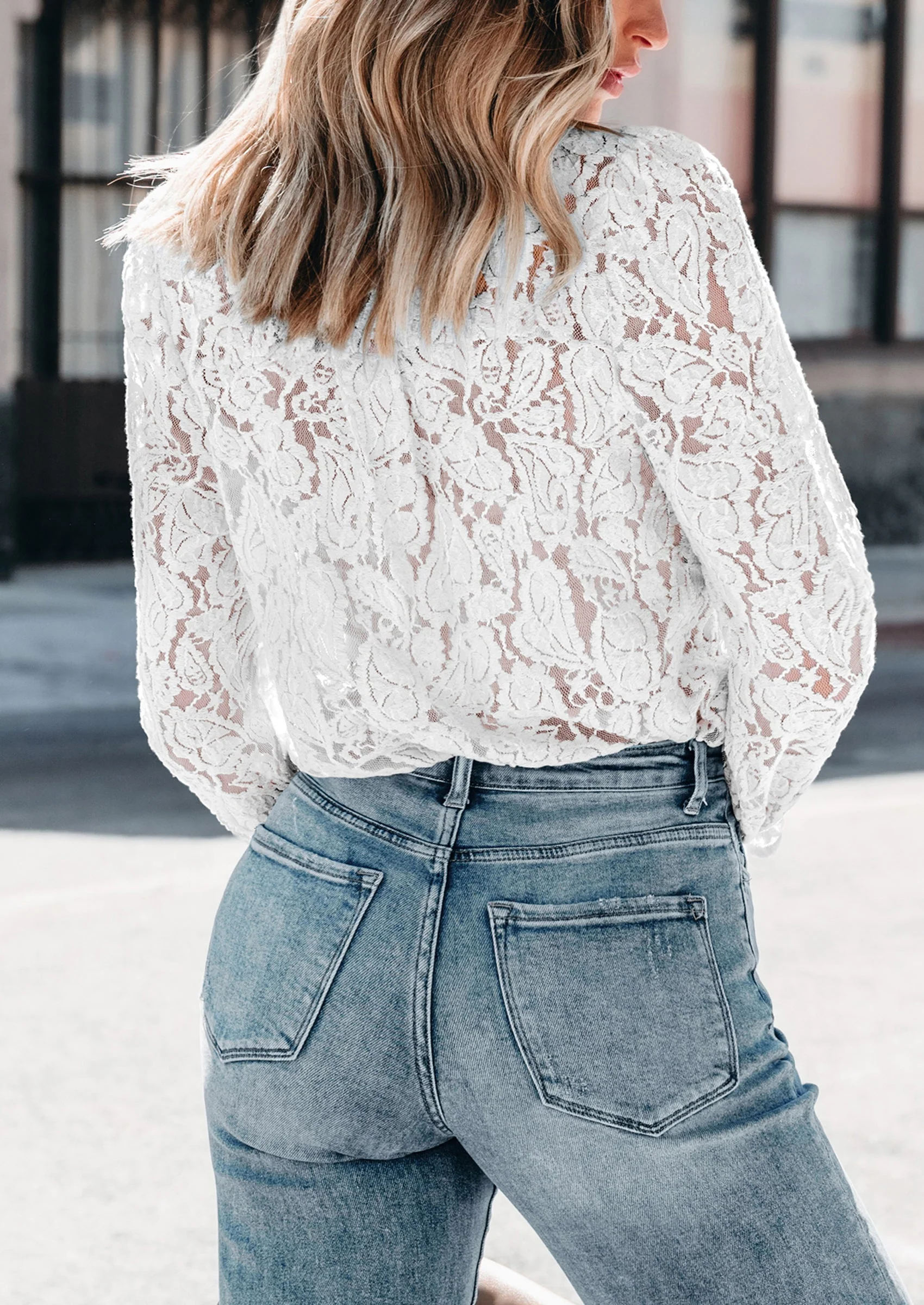 PRETTYGARDEN Women's Dressy Casual Lace Blouse Long Sleeve Button Up Shirts Tops Spring Fall Fashion Clothes - Image 11