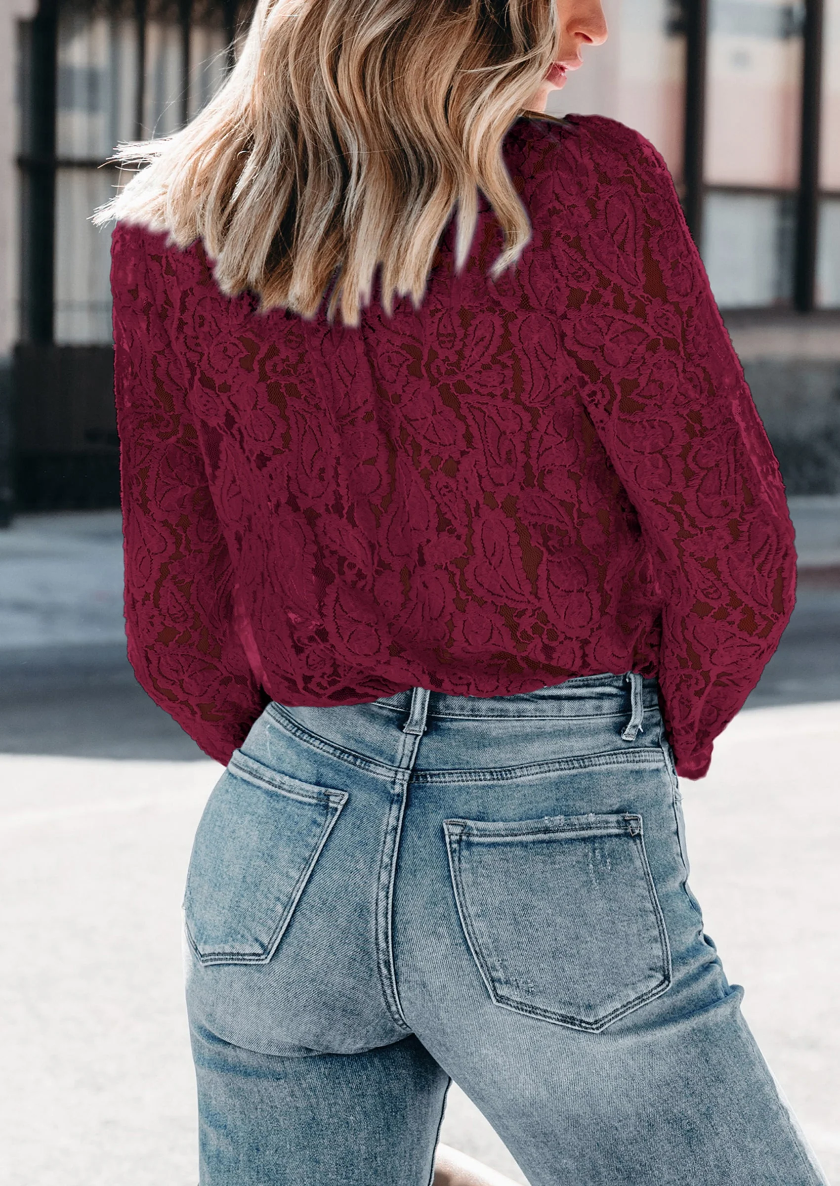 PRETTYGARDEN Women's Dressy Casual Lace Blouse Long Sleeve Button Up Shirts Tops Spring Fall Fashion Clothes - Image 32