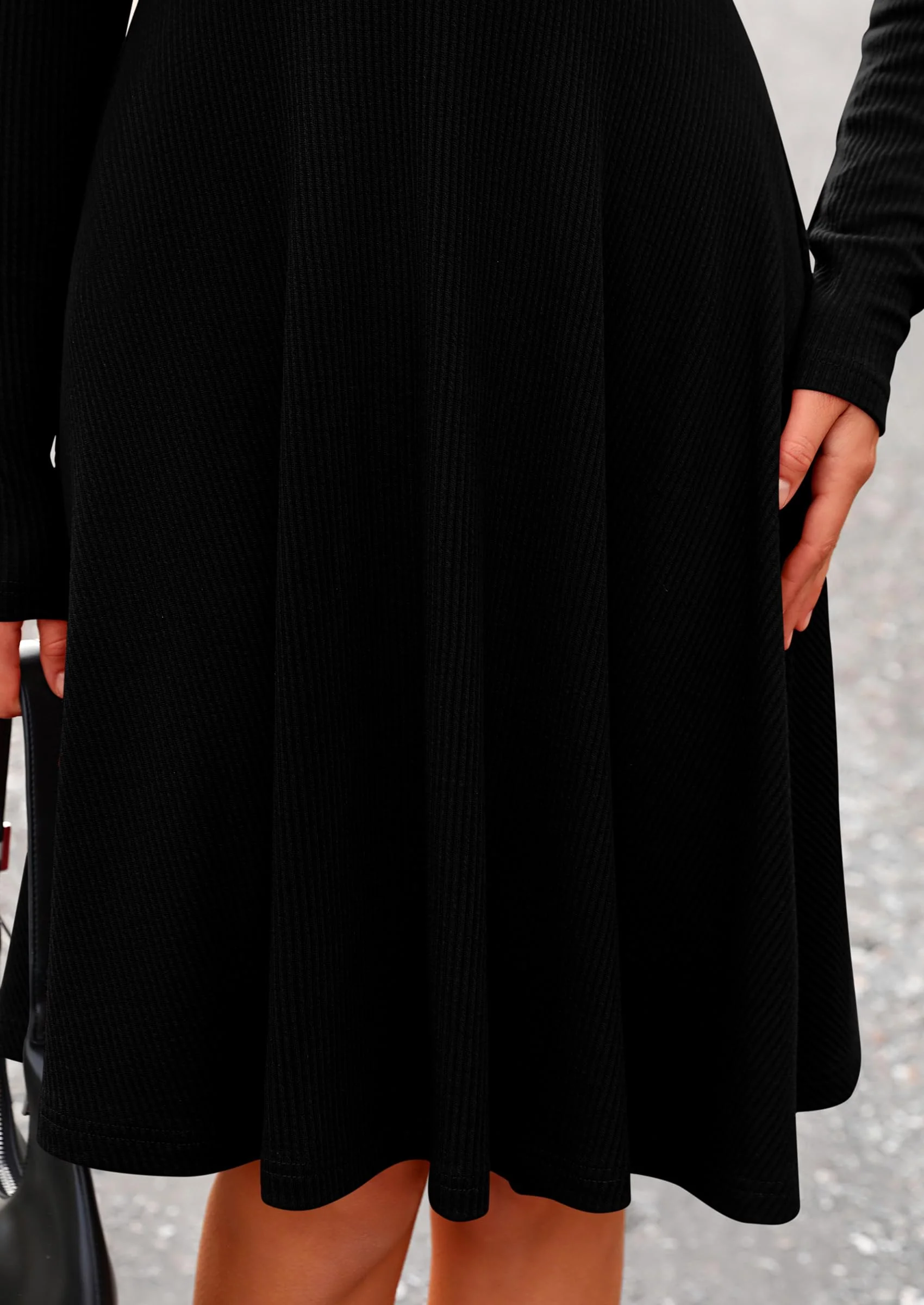 PRETTYGARDEN Women's Spring Fall Short Dress Ribbed Knit Crewneck Long Sleeve A Line Flowy Casual Elegant Going Out Dresses - Image 15