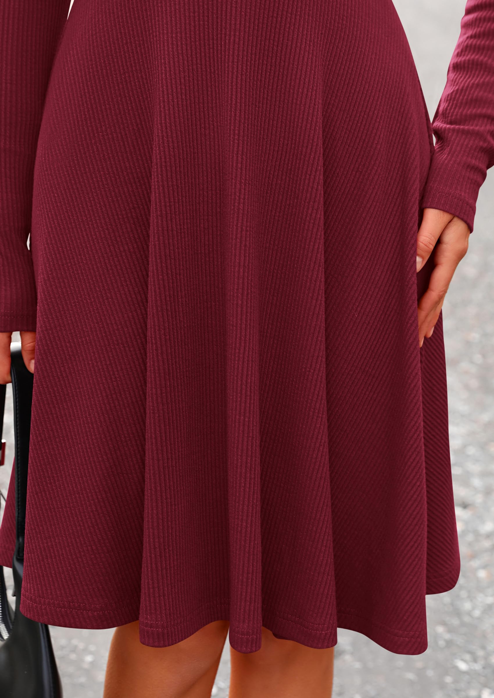 PRETTYGARDEN Women's Spring Fall Short Dress Ribbed Knit Crewneck Long Sleeve A Line Flowy Casual Elegant Going Out Dresses - Image 63