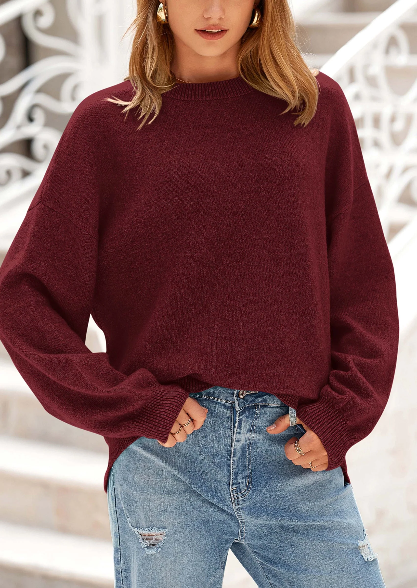 PRETTYGARDEN Women's Fall Sweaters Casual Crew Neck Long Sleeve Pullover Tops Ribbed Knit Loose Fit Winter Clothes - Image 4