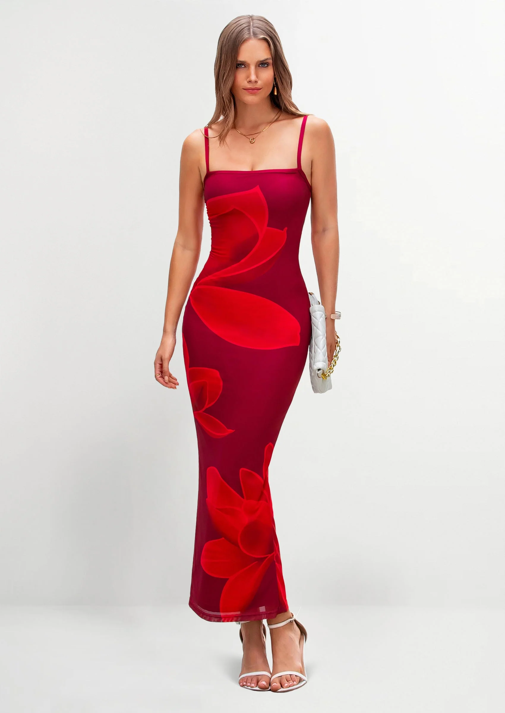 PRETTYGARDEN Womens Floral Maxi Dress Sexy Spaghetti Strap Slip Bodycon Mesh Beach Vacation Dresses - Image 34