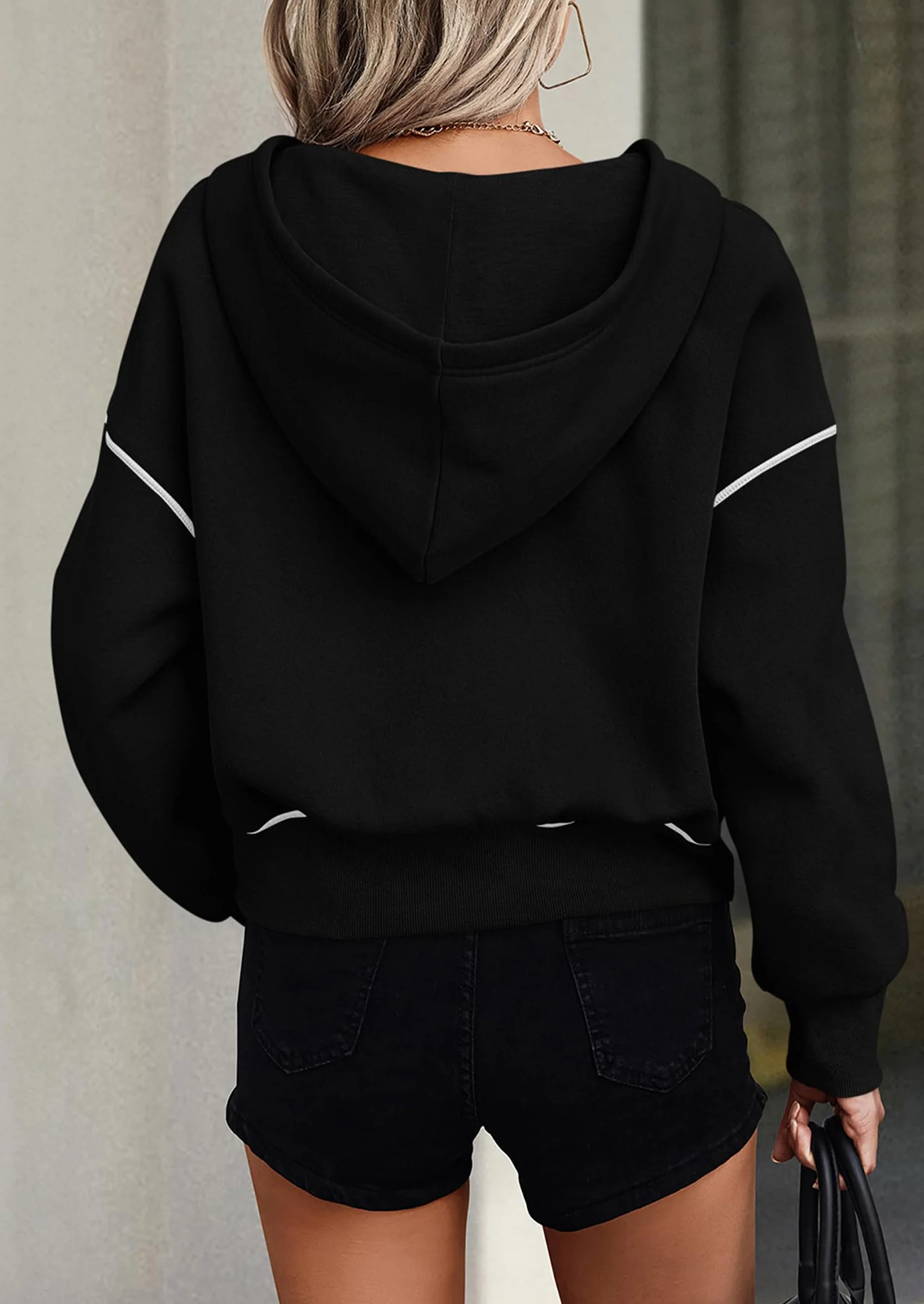 PRETTYGARDEN Women's Hooded Sweatshirts Long Sleeve Half Zip Cropped Hoodie Pullover Winter Fashion Clothes - Image 17