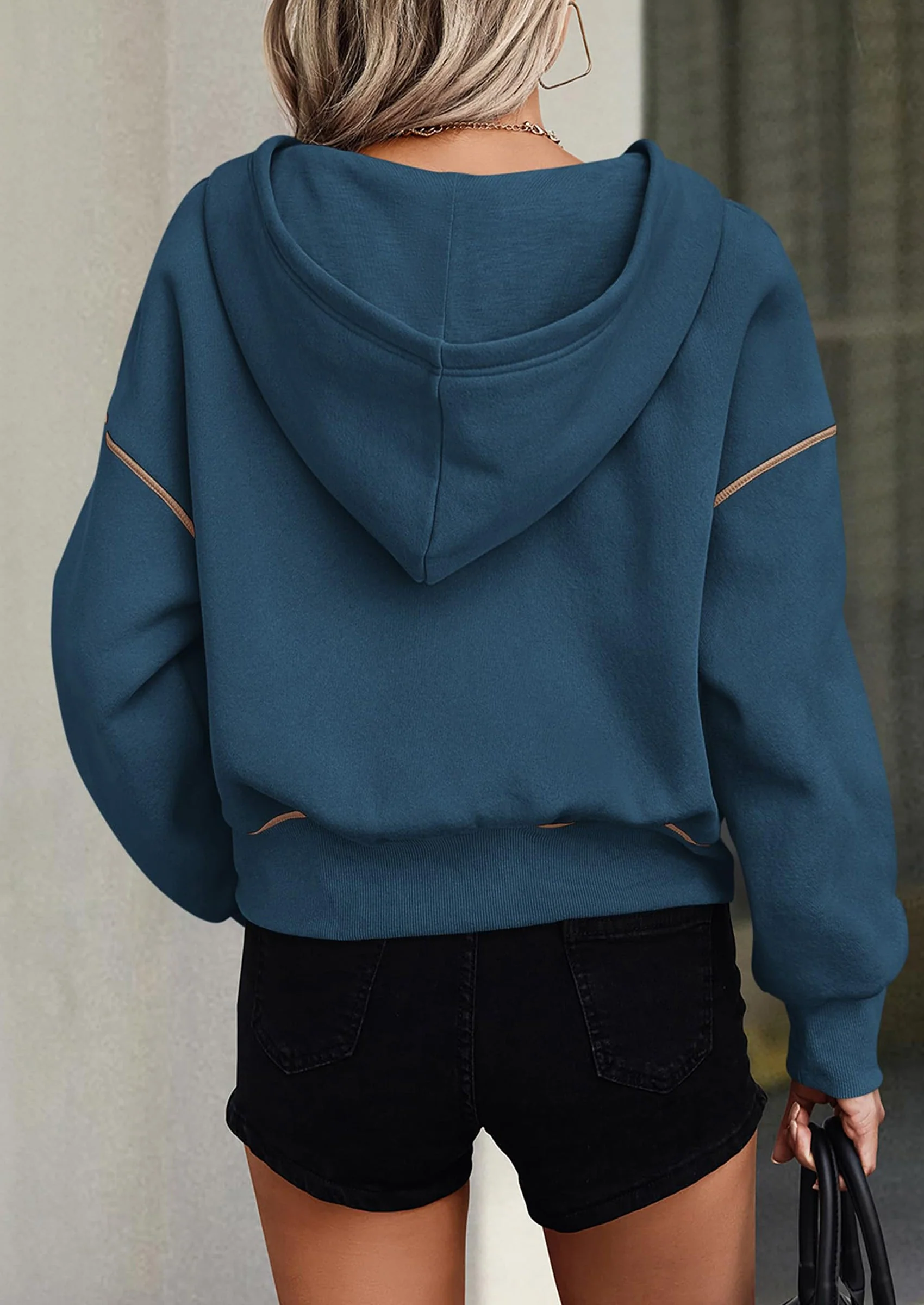 PRETTYGARDEN Women's Hooded Sweatshirts Long Sleeve Half Zip Cropped Hoodie Pullover Winter Fashion Clothes - Image 23