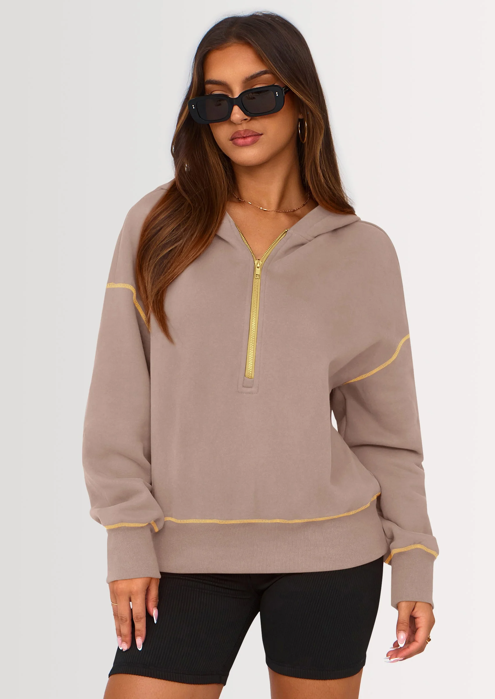 PRETTYGARDEN Women's Hooded Sweatshirts Long Sleeve Half Zip Cropped Hoodie Pullover Winter Fashion Clothes - Image 35