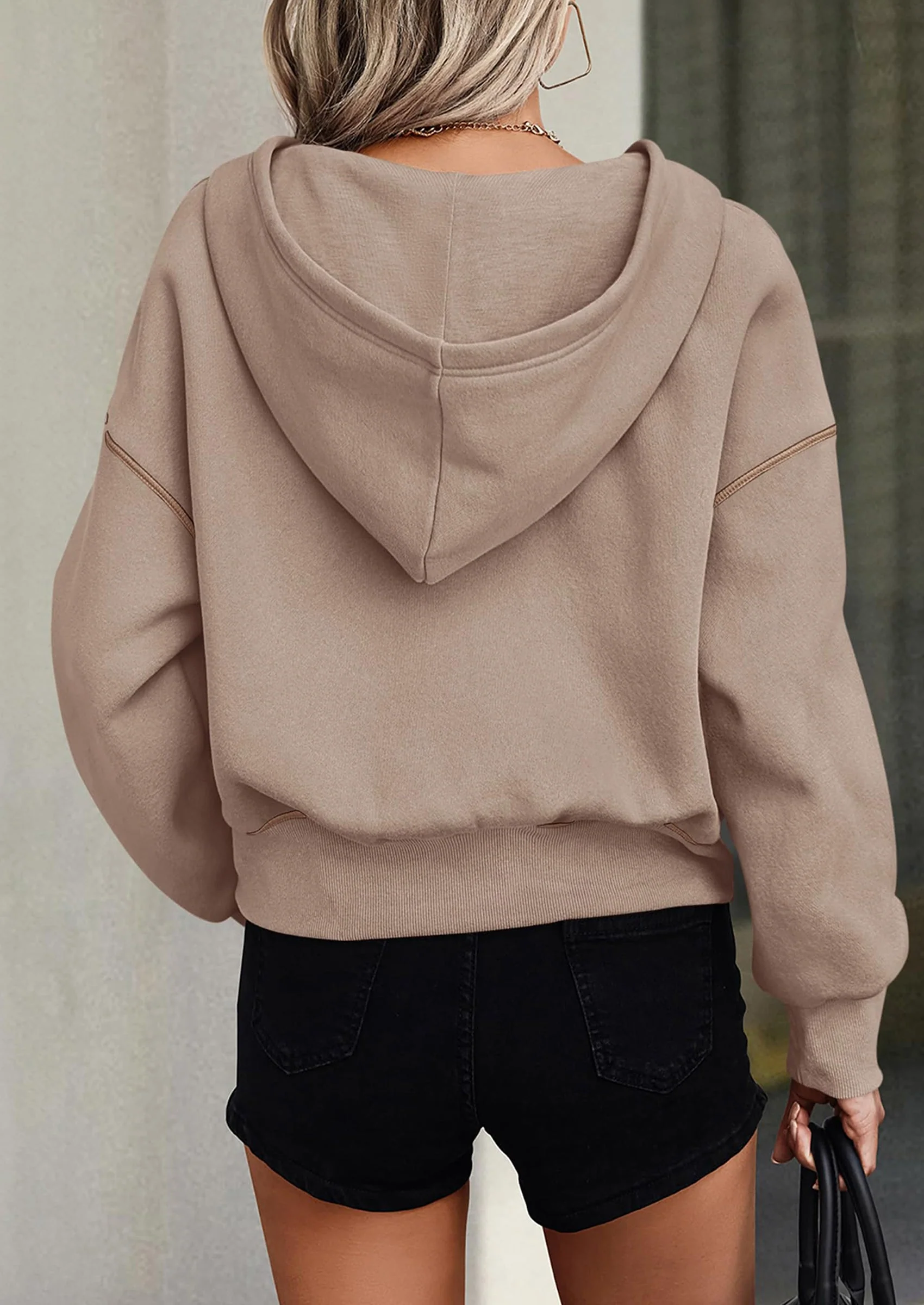 PRETTYGARDEN Women's Hooded Sweatshirts Long Sleeve Half Zip Cropped Hoodie Pullover Winter Fashion Clothes - Image 36