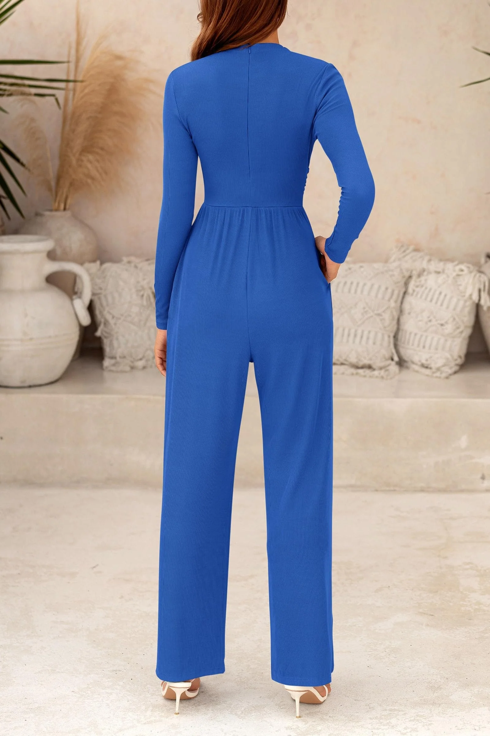 PRETTYGARDEN Dressy Casual Fashion Outfits Long Sleeve Mock Neck Wide Leg Pants Rompers - Image 10