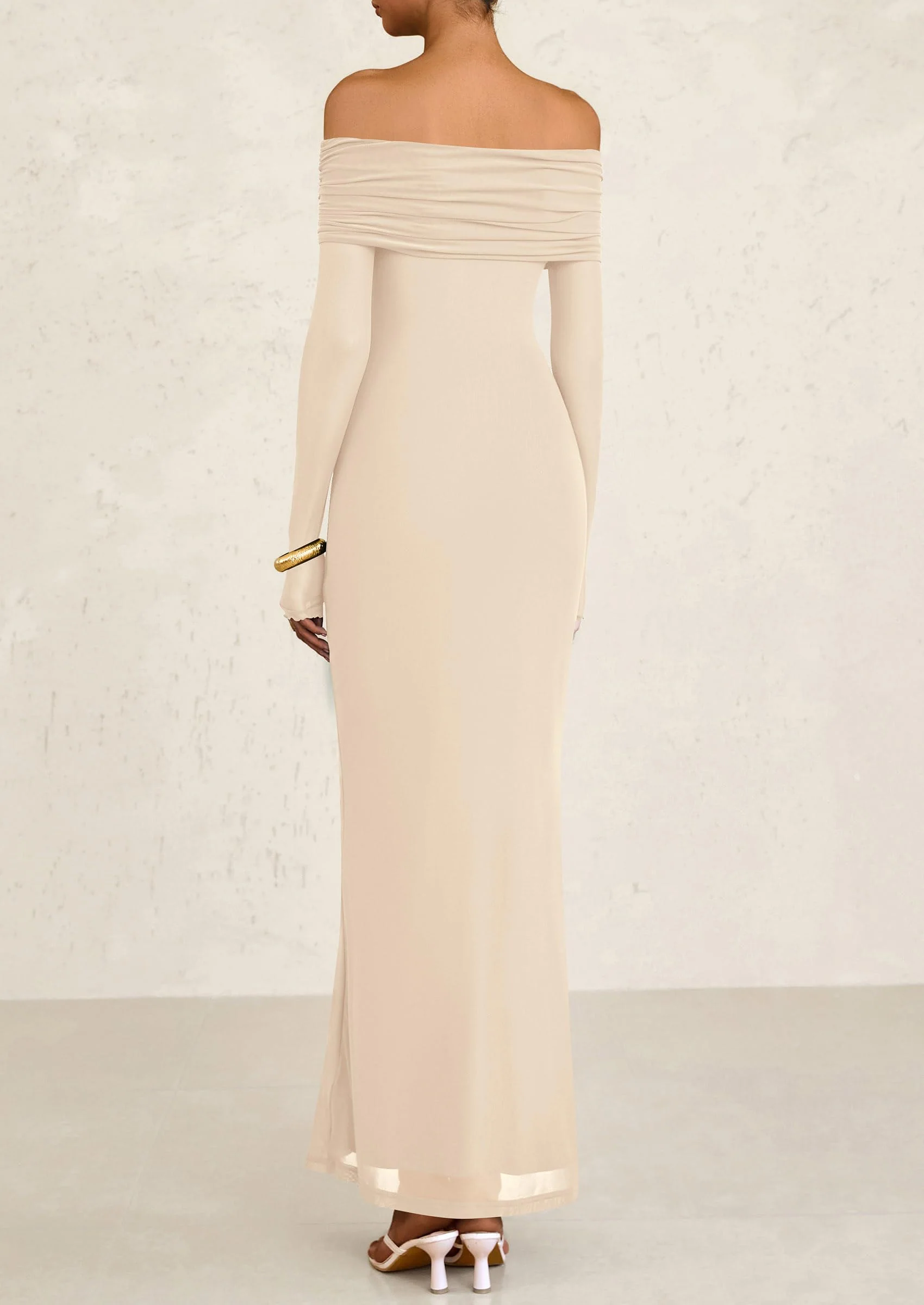 PRETTYGARDEN Off The Shoulder Dresses for Women Mesh Long Sleeve Baby Shower Formal Wedding Guest Dress - Image 18