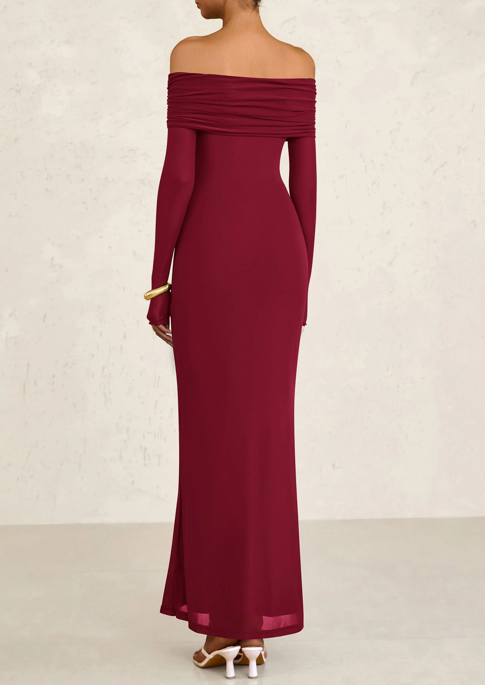 PRETTYGARDEN Off The Shoulder Dresses for Women Mesh Long Sleeve Baby Shower Formal Wedding Guest Dress - Image 32