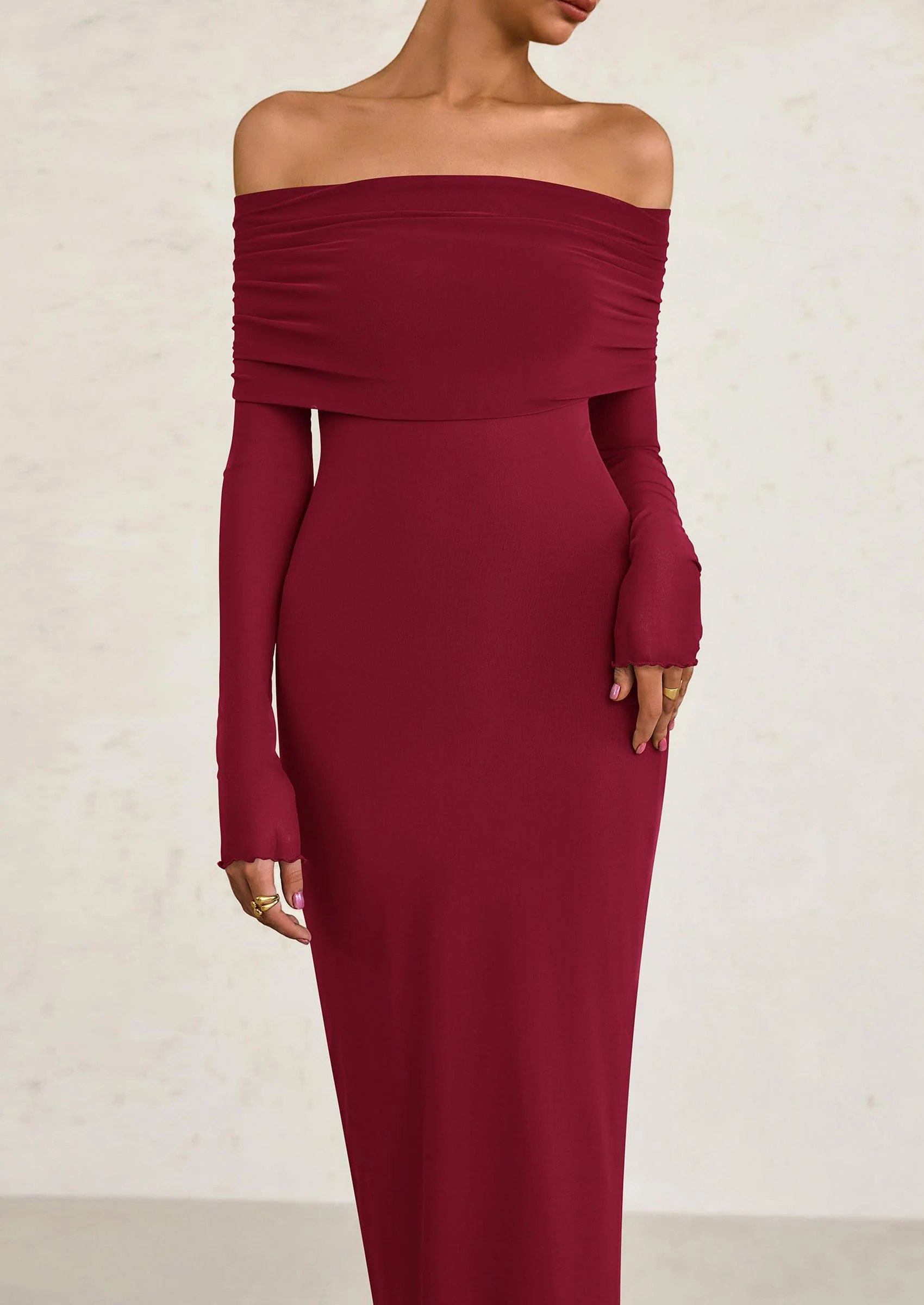 PRETTYGARDEN Off The Shoulder Dresses for Women Mesh Long Sleeve Baby Shower Formal Wedding Guest Dress - Image 36