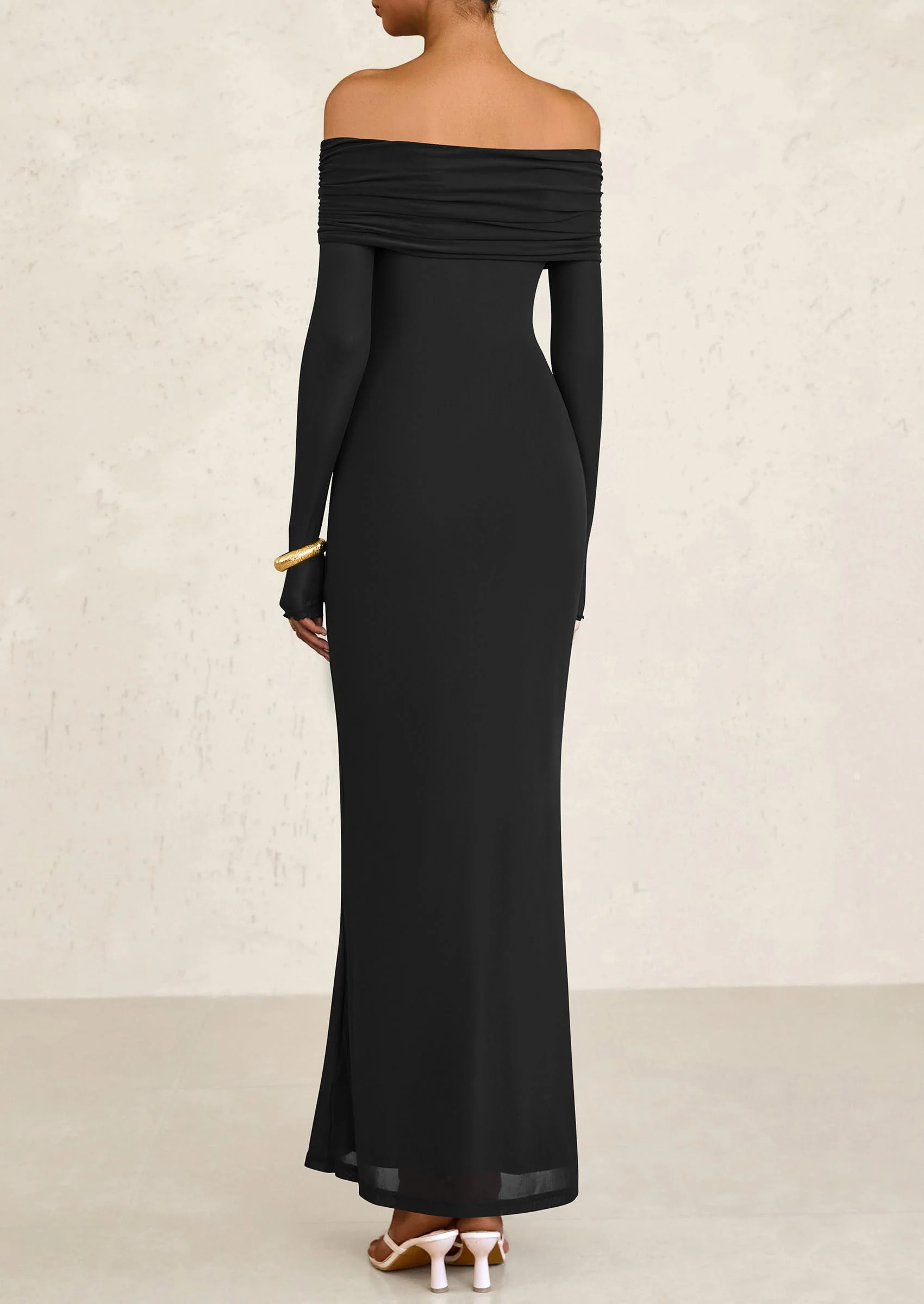 PRETTYGARDEN Off The Shoulder Dresses for Women Mesh Long Sleeve Baby Shower Formal Wedding Guest Dress - Image 39