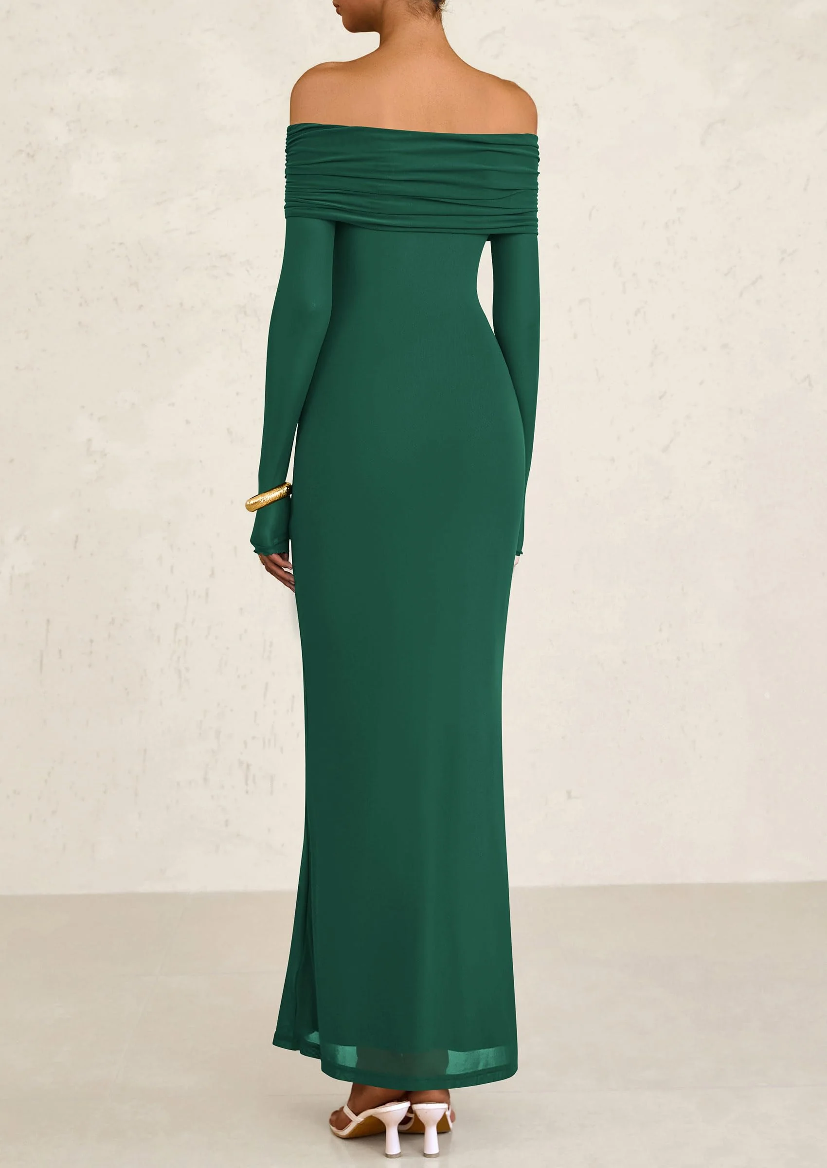 PRETTYGARDEN Off The Shoulder Dresses for Women Mesh Long Sleeve Baby Shower Formal Wedding Guest Dress - Image 46