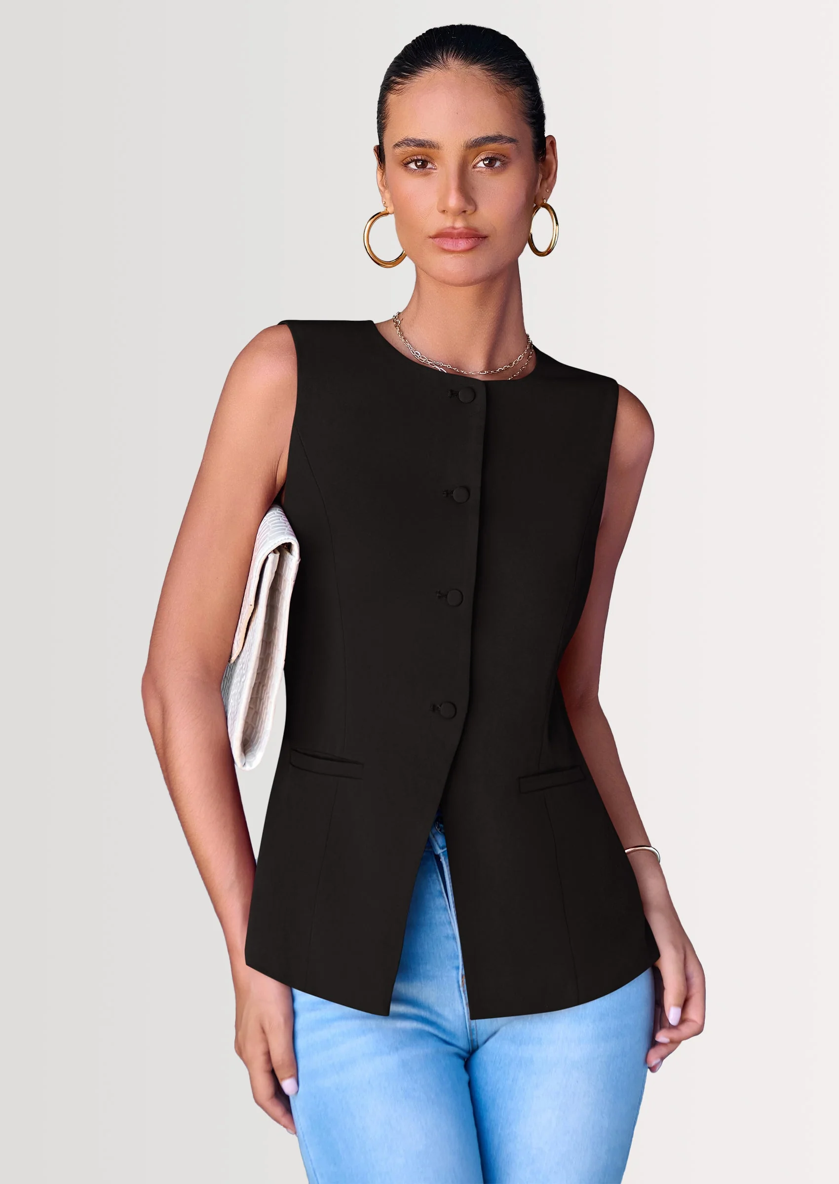 PRETTYGARDEN Women's Suit Vest Tops Summer Dressy Casual Business Button Sleeveless Trendy Fashion Blazer Waistcoat - Image 10