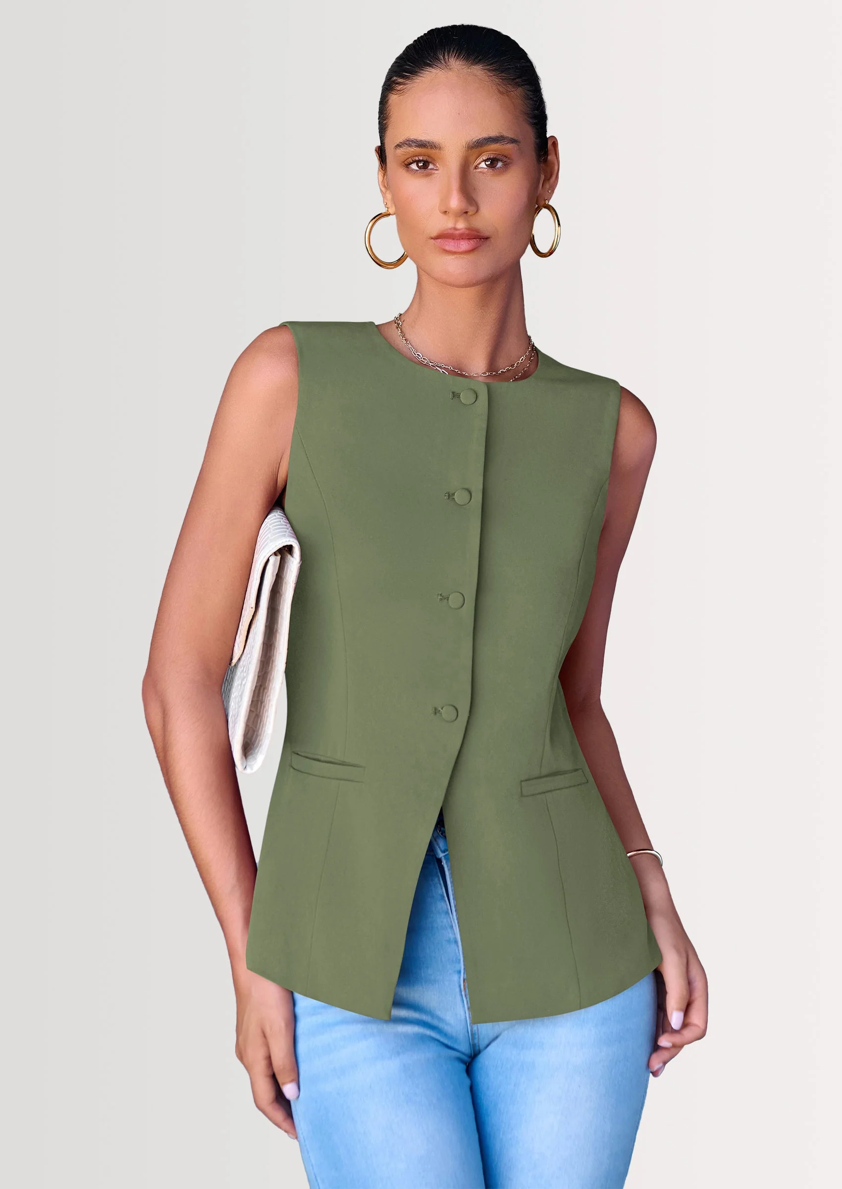 PRETTYGARDEN Women's Suit Vest Tops Summer Dressy Casual Business Button Sleeveless Trendy Fashion Blazer Waistcoat - Image 26