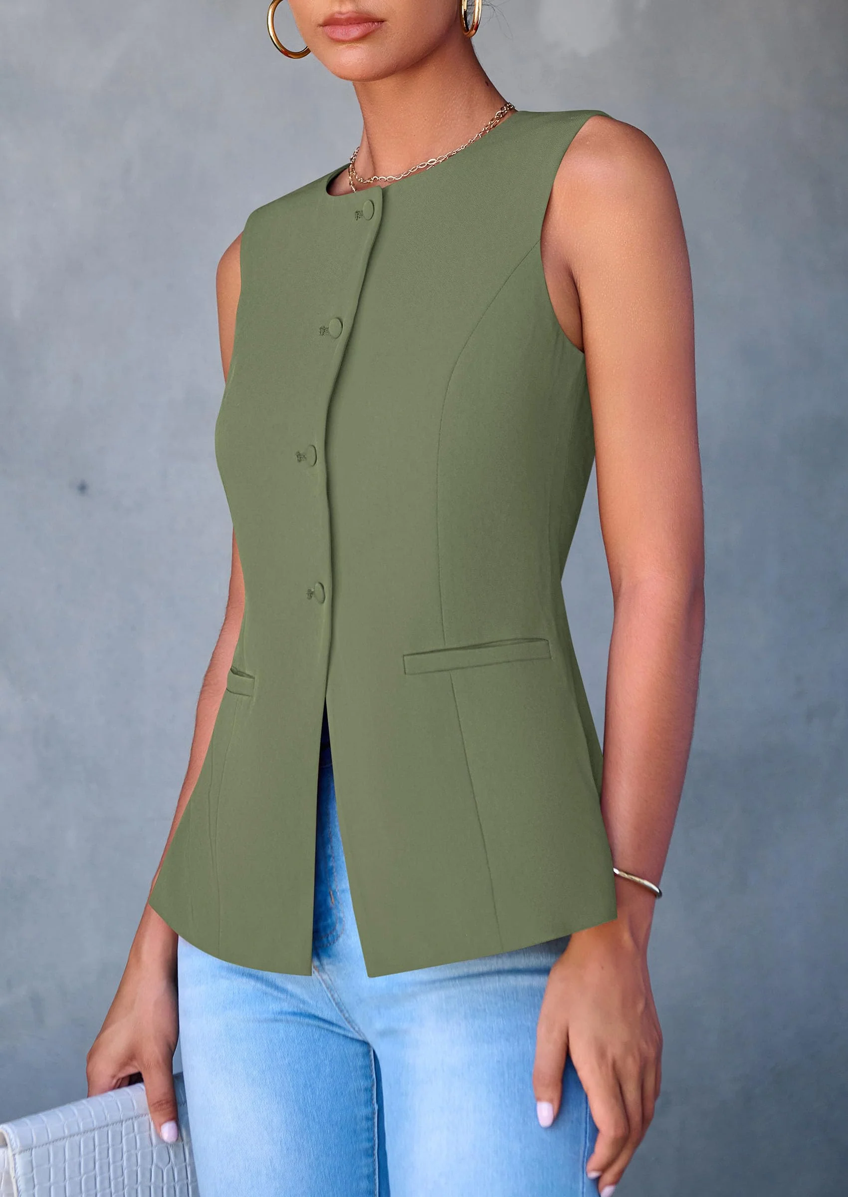 PRETTYGARDEN Women's Suit Vest Tops Summer Dressy Casual Business Button Sleeveless Trendy Fashion Blazer Waistcoat - Image 30