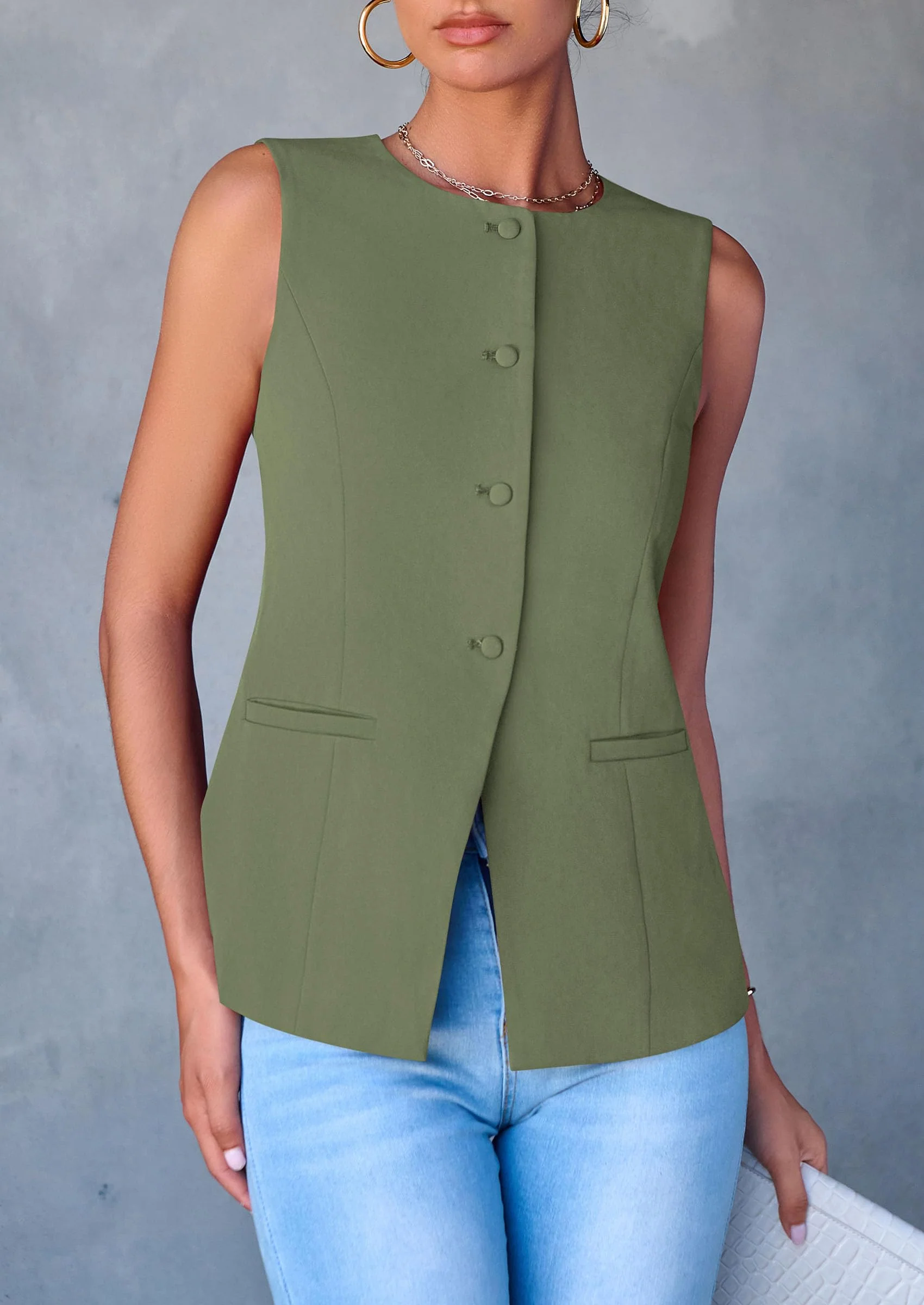 PRETTYGARDEN Women's Suit Vest Tops Summer Dressy Casual Business Button Sleeveless Trendy Fashion Blazer Waistcoat - Image 32