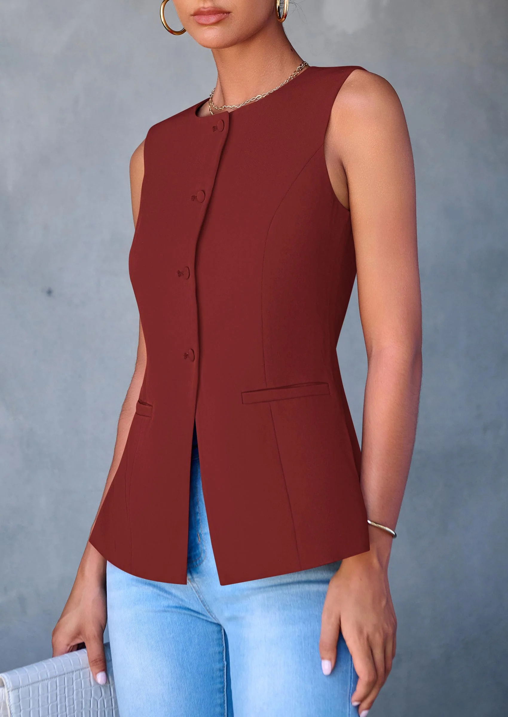 PRETTYGARDEN Women's Suit Vest Tops Summer Dressy Casual Business Button Sleeveless Trendy Fashion Blazer Waistcoat - Image 38